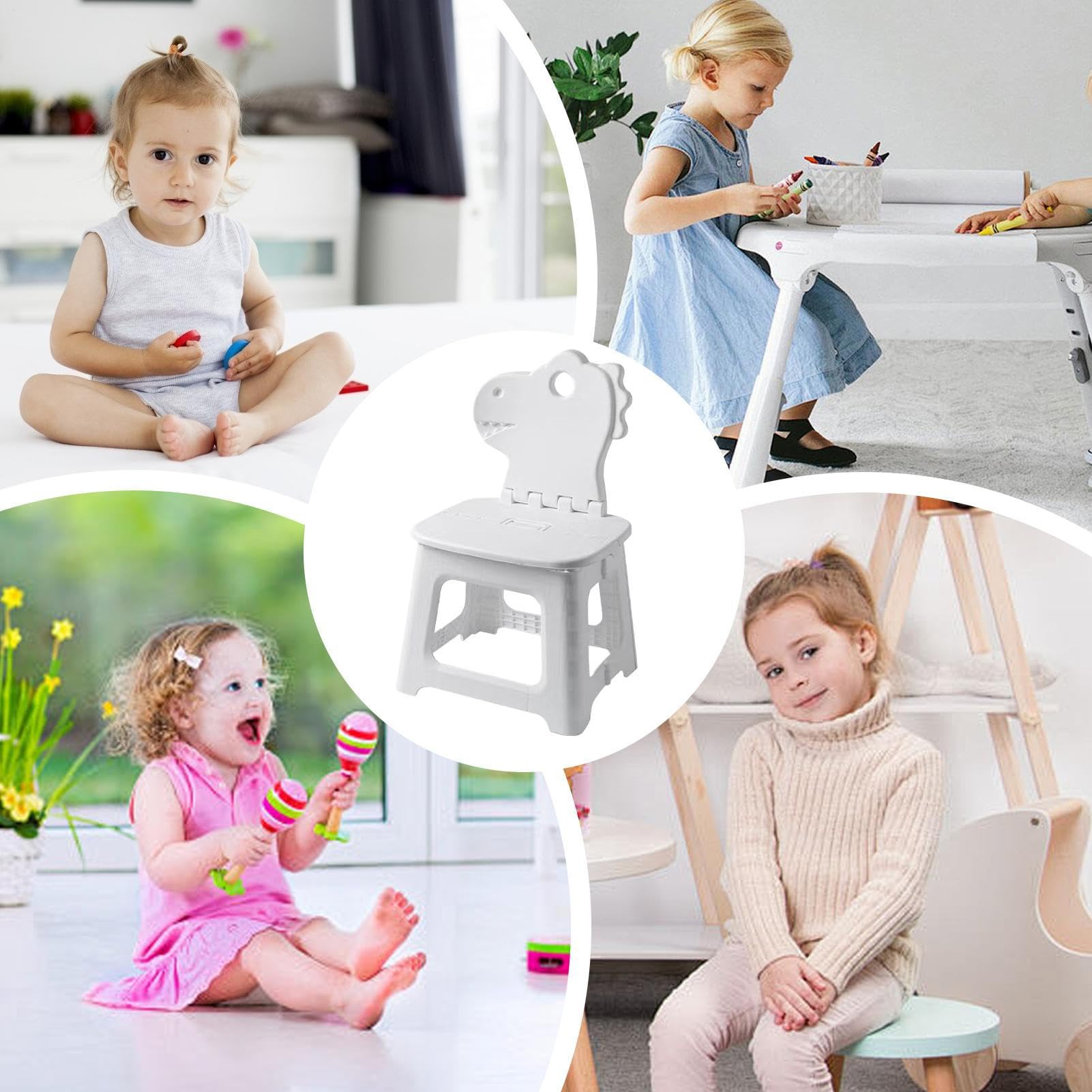 Taburete de Paso Plegable - Silla Plegable de Dinosaurio con Bunny con Respaldo | Muebles de Asiento Espesado Que Cambia la Silla para el baño en el hogar, Picnic de Viaje