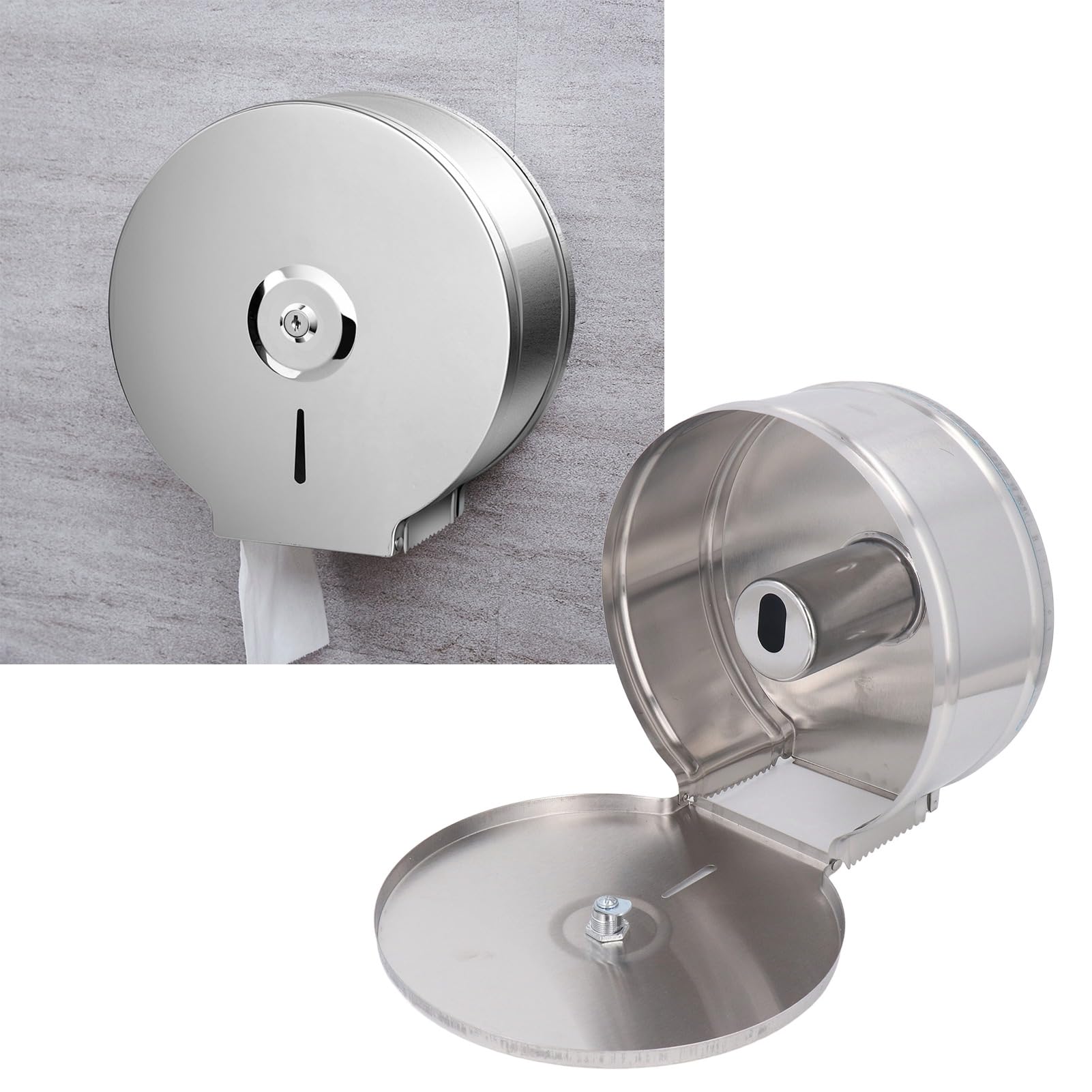 Porte-Rouleau de Papier Toilette Commercial avec 2 Clés, Distributeur de Papier Toilette Mural de Grande capacité pour Toilettes et Salle de Bains