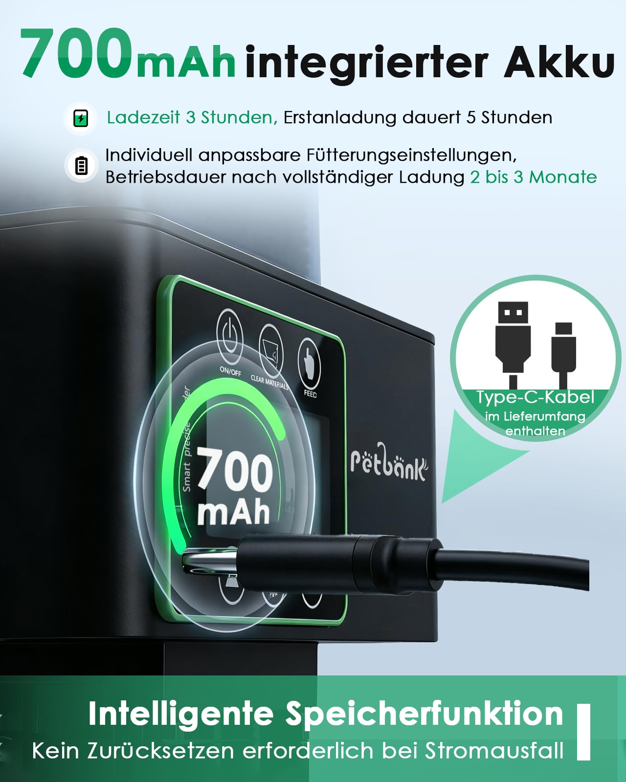 Futterautomat Aquarium, 230/510ML Automatischer Fischfutterautomat für Aquarium mit Timer, Wiederaufladbare Fische Fischfutterspender mit USB-Kabel LCD-Anzeige, Fisch Futterautomat