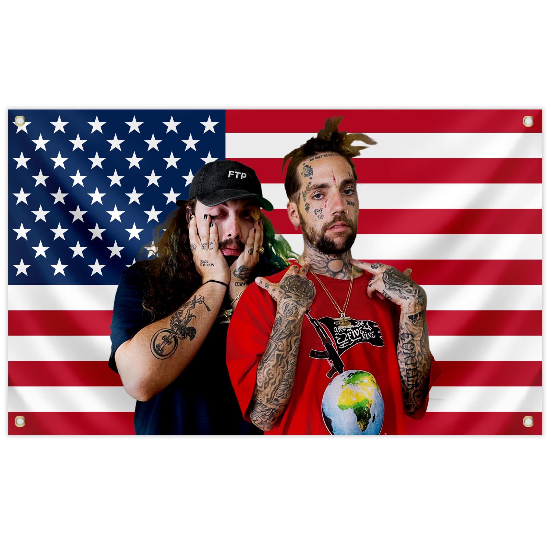 Suicide Rapper Boys Flag 3x5 Ft Music Flags with Brass Grommets for College Dorm Room Decor, Musican Flags for Home Bedroom Living Room Decorations, Red