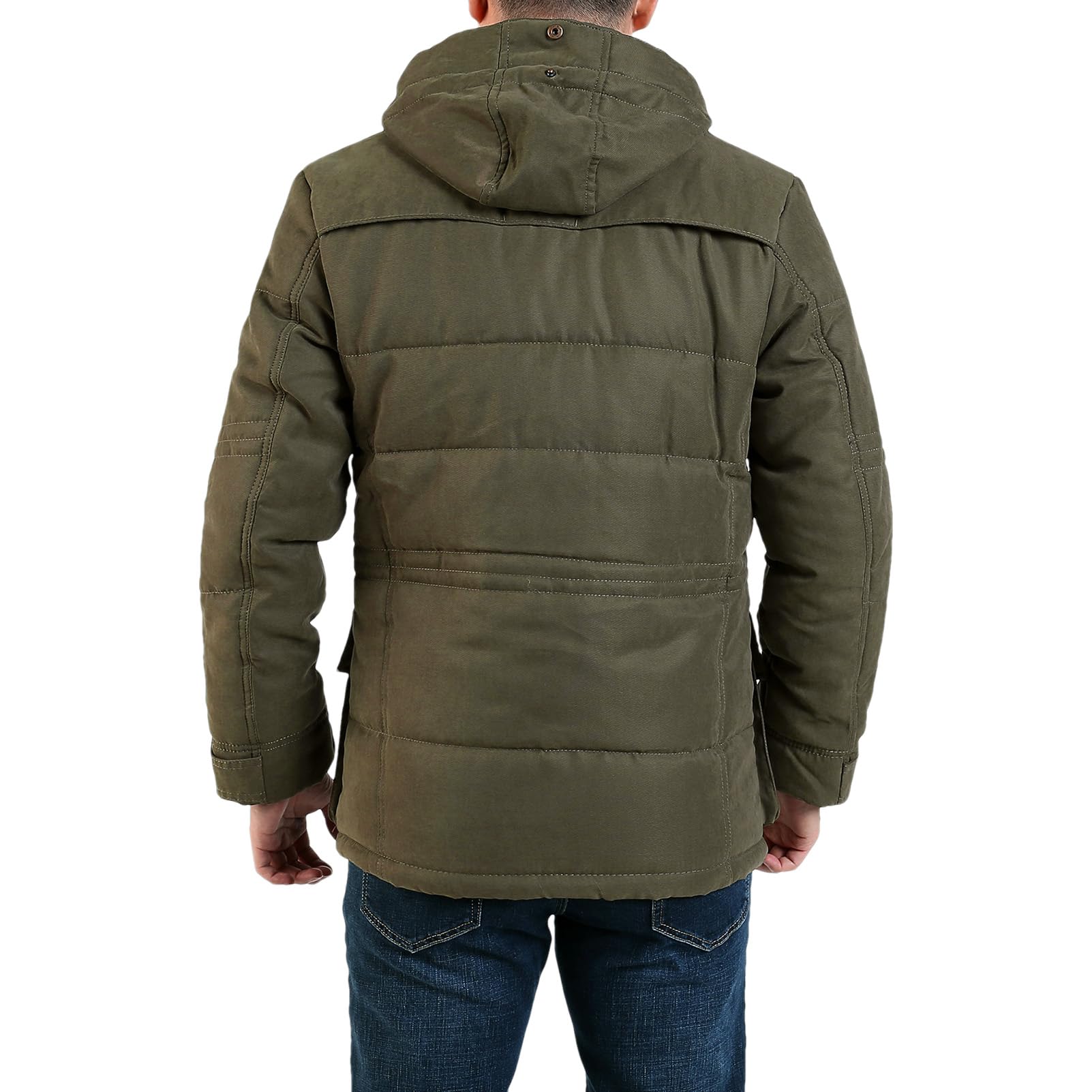 ANUFER Herren Thermo-Baumwoll-Wattierte Parka-Jacke mit Kapuze