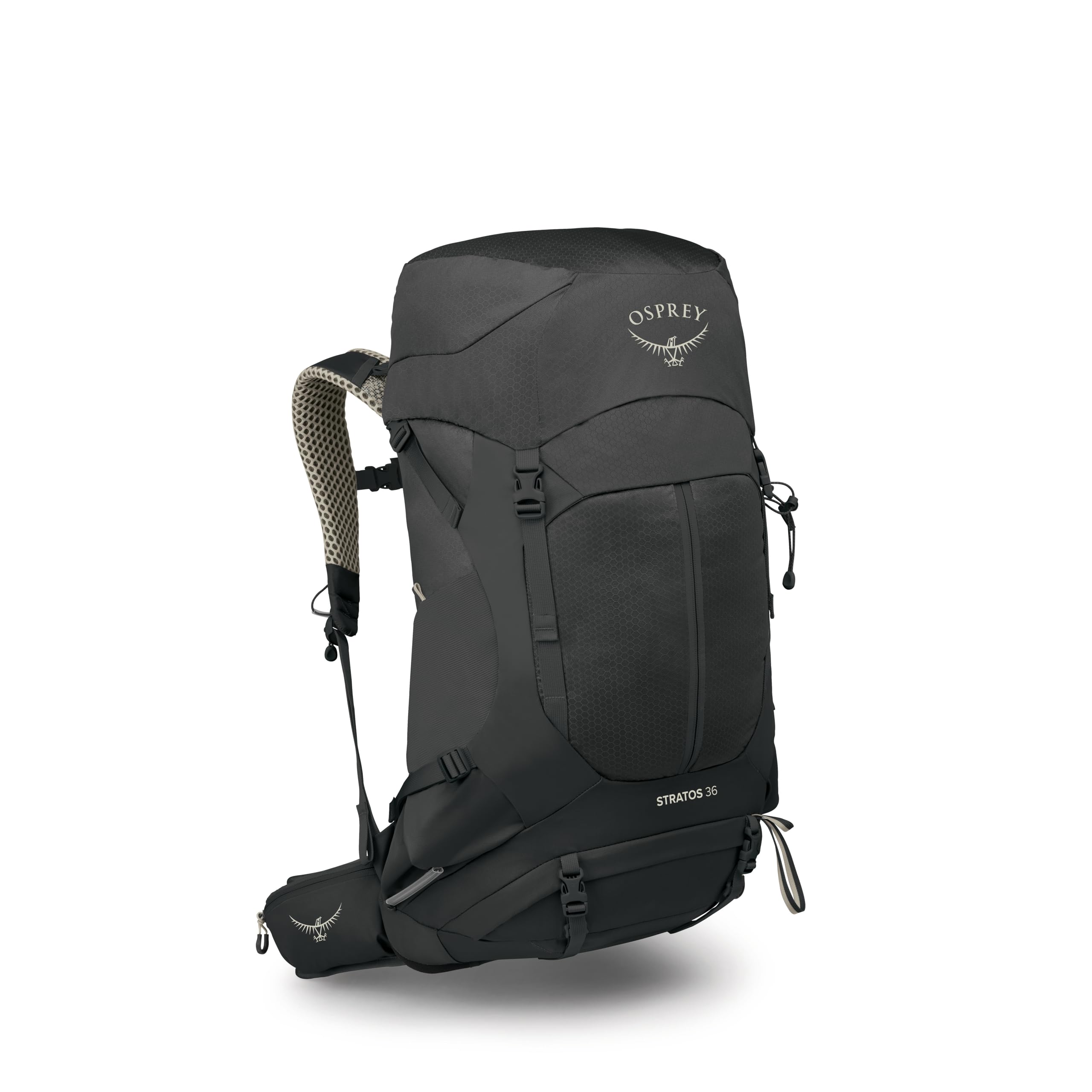 Osprey Stratos 36L Men's Hiking Backpack - Lightweight Backpacking Pack with Waterproof Raincover - Camping Bag, Raven Black