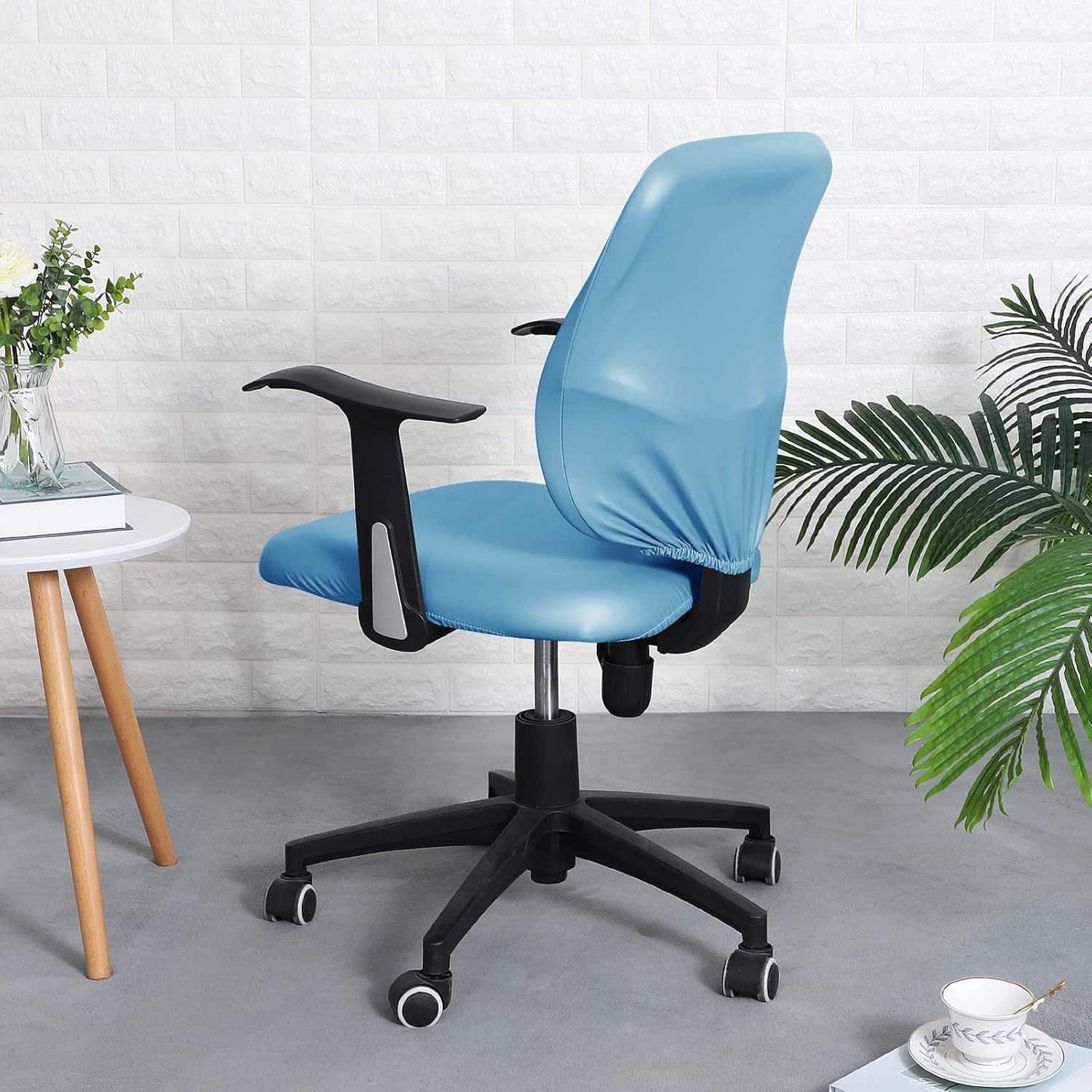 Waterproof Office Chair Cover Set of 2 Desk Chair Cover pu leather Stretchable Universal Boss Chair Covers Rotating Chair Slipcover for Home Company -orange