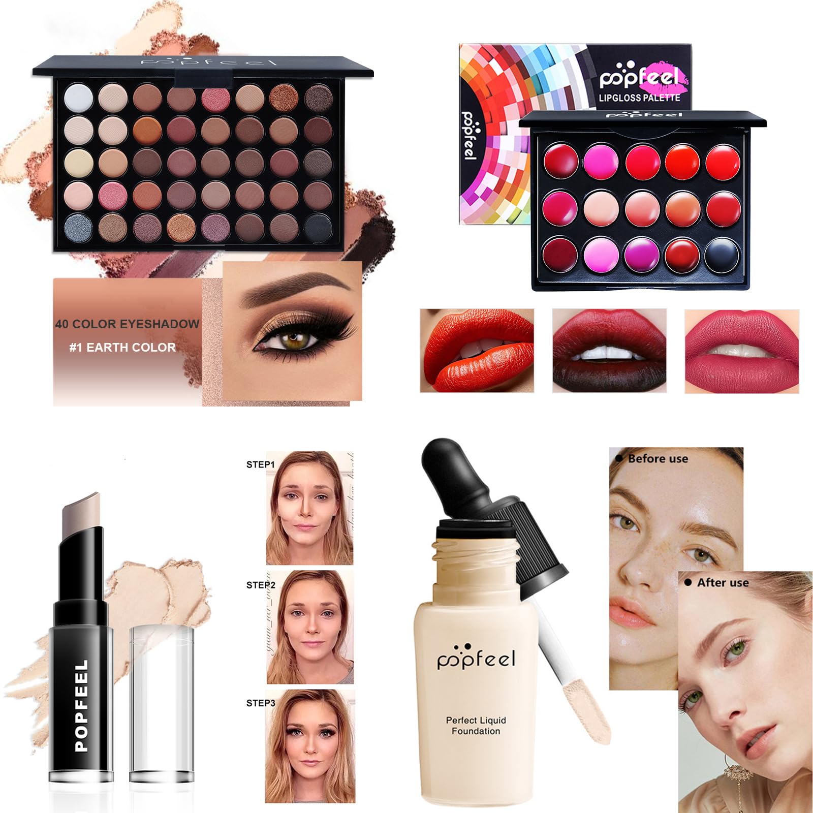 Kit de Maquillaje, Set Maquillaje Mujer, Estuche Maquillaje Mujer, Set de Regalo de Maquillaje Kit de Inicio Completo con Sombras de Ojos, Fundación, Maletín Maquillaje para Niñas Mujeres