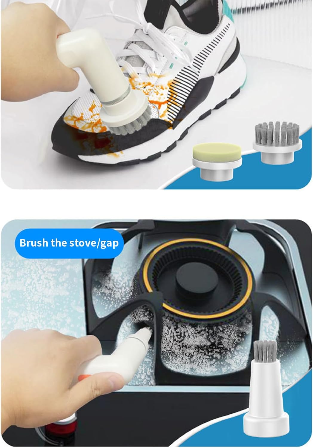 Rechargeable Electric Scrubber Brush Powerful Motor for Stubborn Grime on Glass Countertops Surfaces Cordless MultiSurface Tool