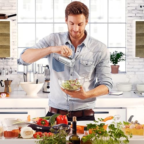 Miniatura 7 de Botella de condimentos con asa de acero inoxidable, 3 piezas, mezclador de especias versátil de metal con cubierta giratoria para cocinar utensilios