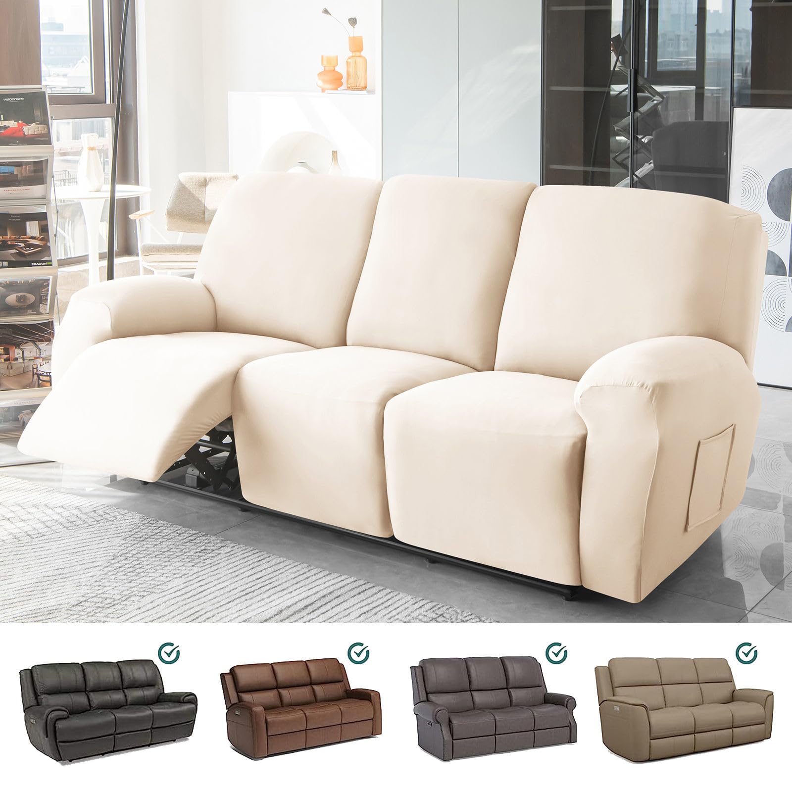 Amazon｜8-分割タイプ リクライニングソファーカバー 1人掛け 撥水