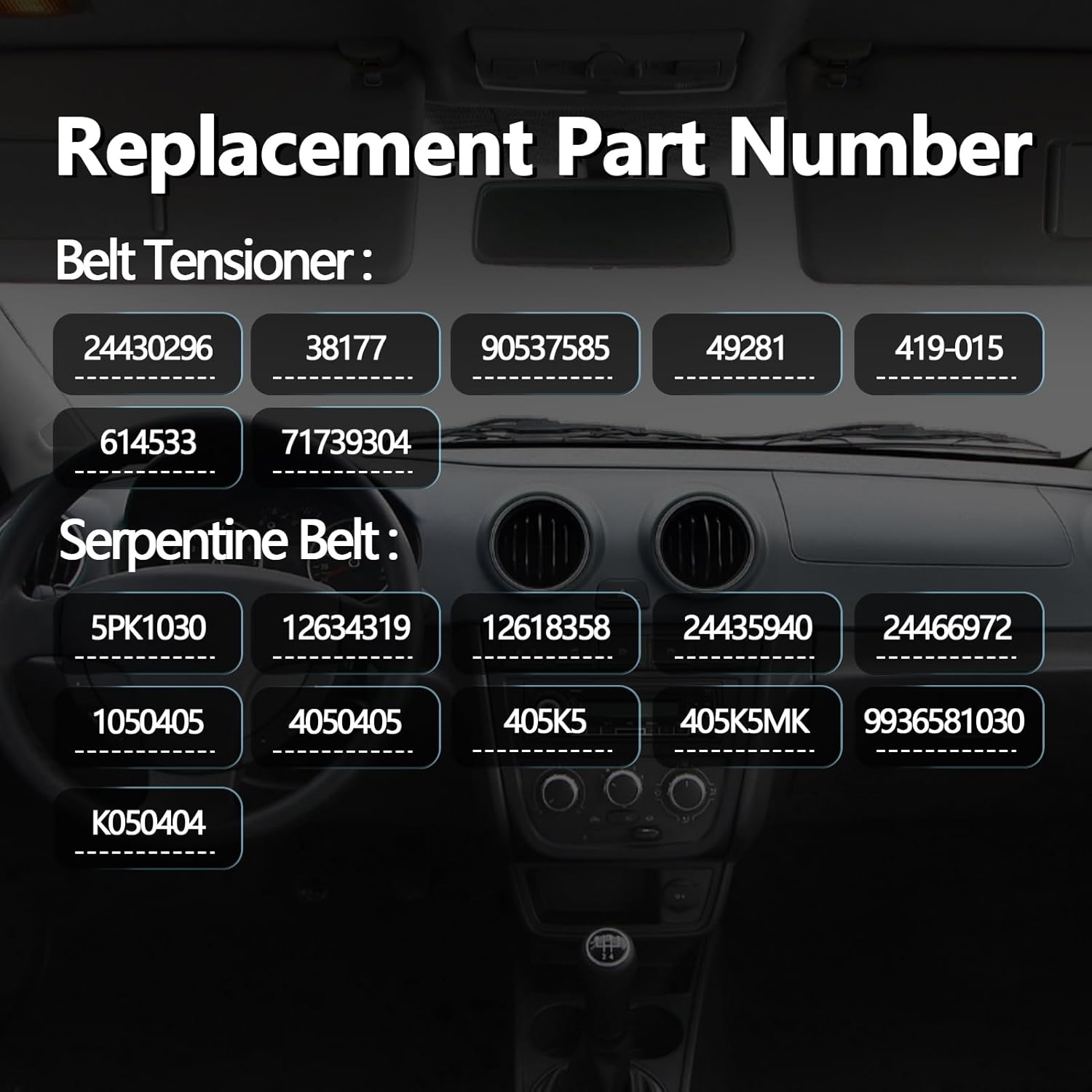Serpentine Drive Belt Tensioner Kit Compatible with Pontiac Chevy Saturn Buick Saab GMC Replaces 24430296, 38177, 5PK1030, 12634319, Belt Tensioner Pulley Assembly
