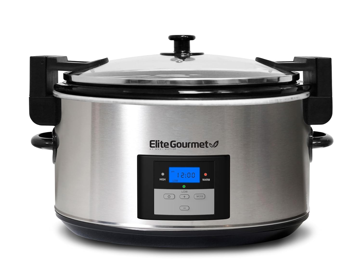 Maxi-Matic Elite Platinum MST-900VXD 8 5-Quart Stainless Steel Programmable Slow Cooker w Locking Lid Black