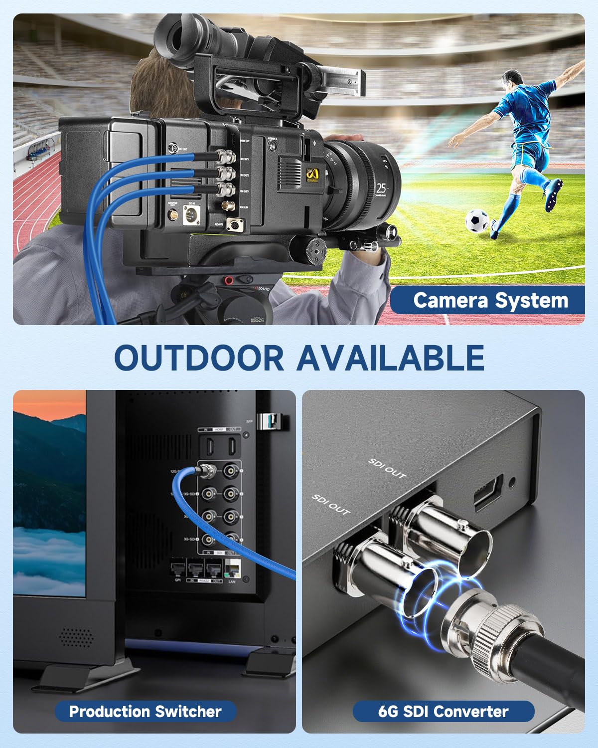 Superbat Cavo SDI 3G/6G/12G 61m Cavo Audio Digitale BNC Maschio a Maschio Belden 1694A 75 Ohm per Telecamere e Attrezzature Video, Supporta HD-SDI/3G-SDI/4K/8K(1 Pezzo)