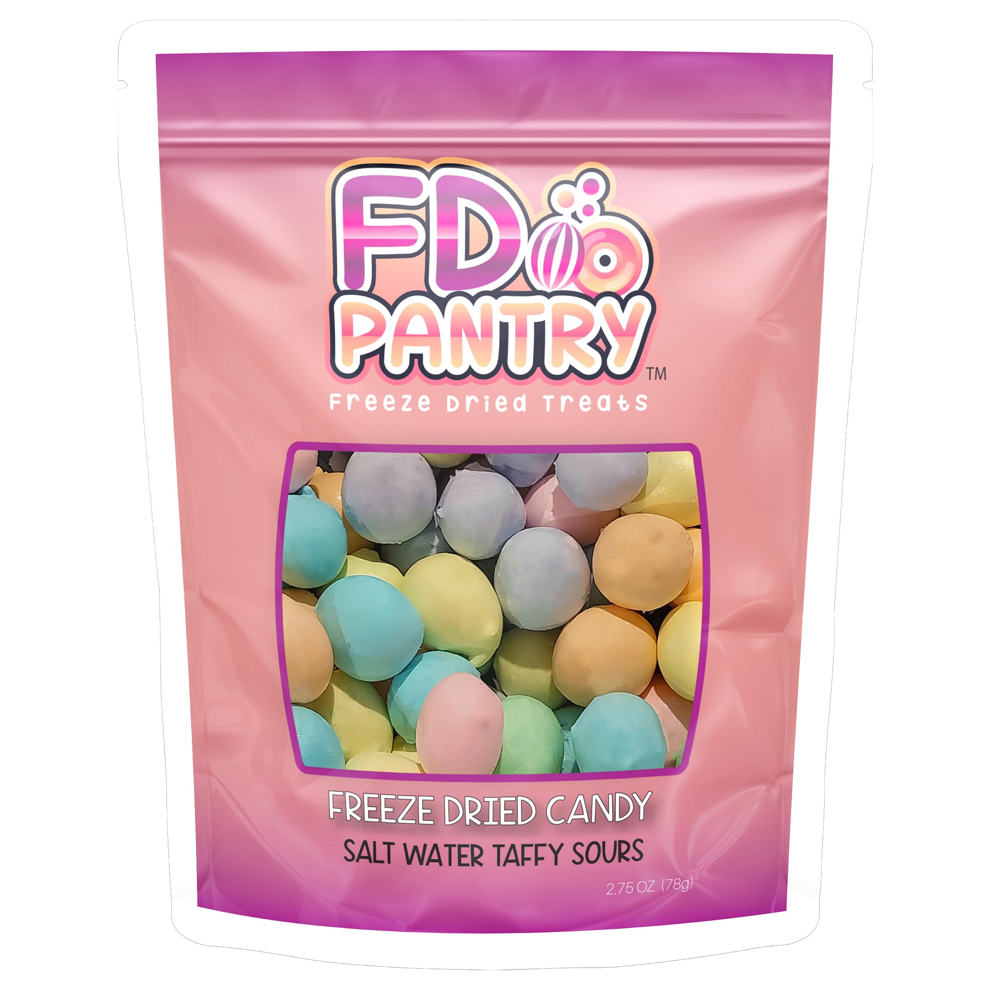 Sour Freeze Dried Candy - Freeze Dried Salt Water Taffy Treats (Sours 2.75 oz)