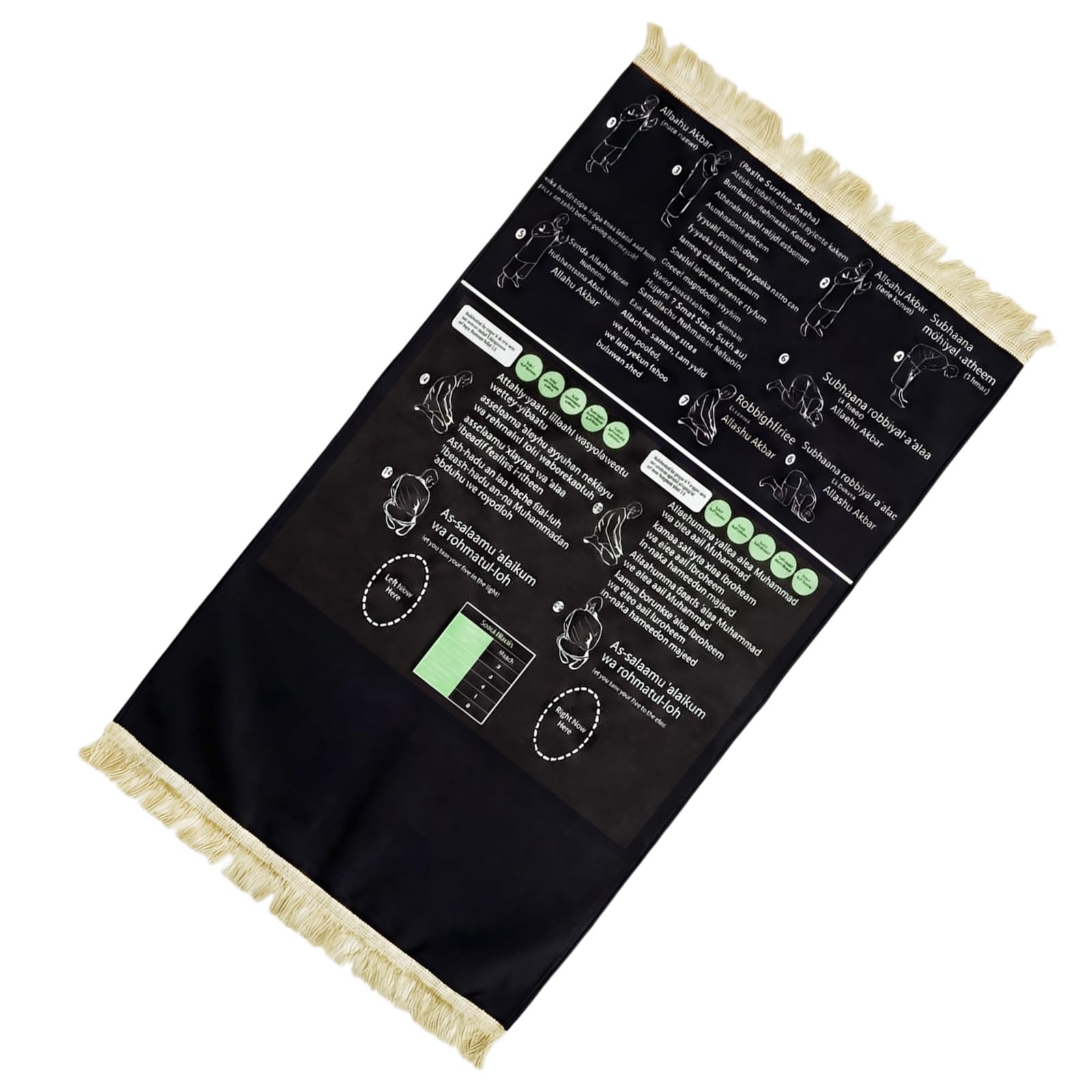 Nucelit Step by Step Learn to Pray Muslims Prayer Mat Foldable Educational Carpet for Mussallah Muslims Ramadans or Eid Gift Spiritual Prayer Carpet