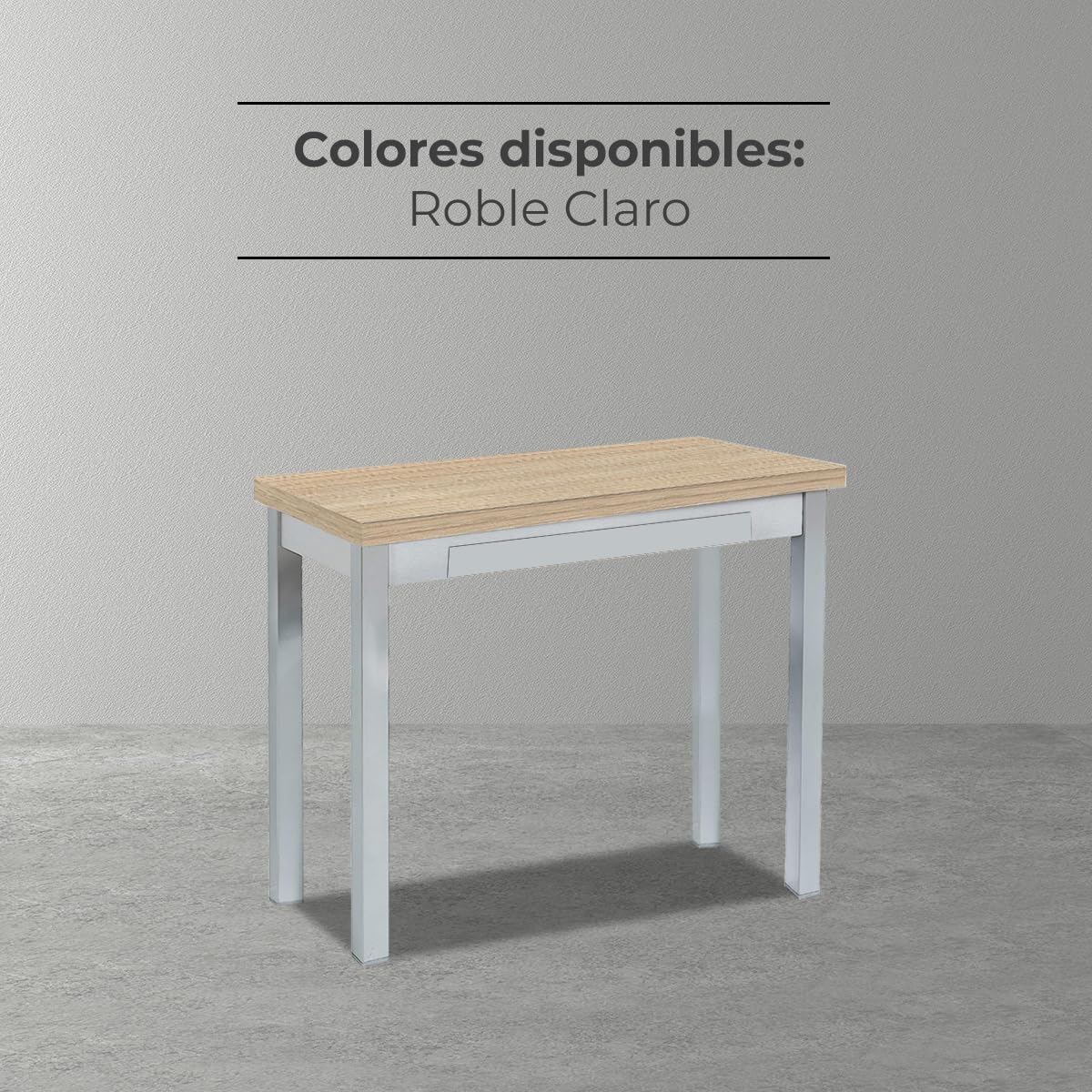 ASTIMESA Tipo Libro Tavolo da Cucina, Metallo Vetro Legno, Rovere Raw, 80x40cm