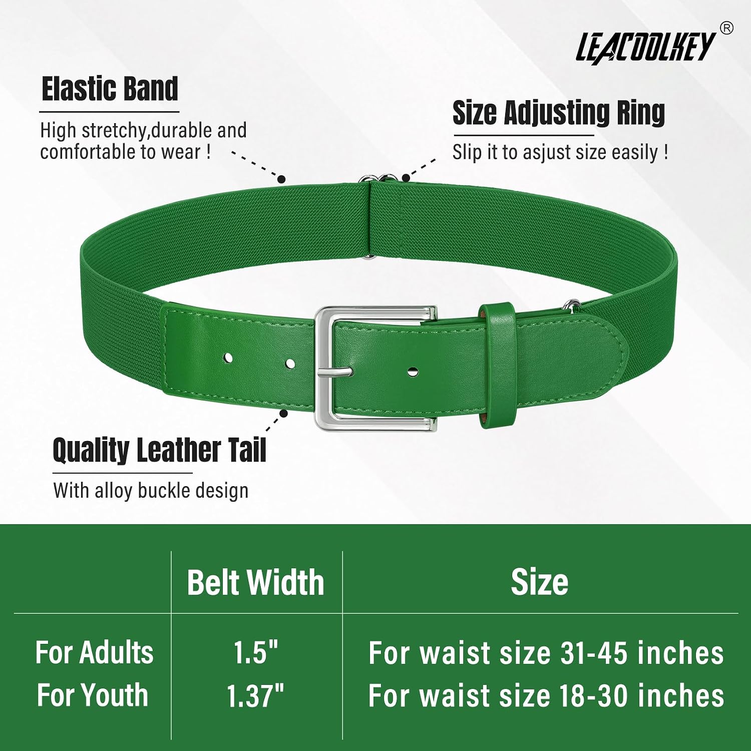 LEACOOLKEY Baseball Belt and Socks Combo Set Breathable Softball Socks and Elastic Belt for Youth Adult