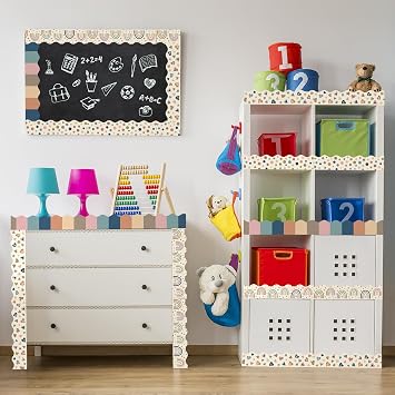 Boho Bulletin Board Borders Trim, Rainbow Polka Dots Classroom Paper Borders for Bulletin Board Decorations, Boho Style Design (59 FT in Length)