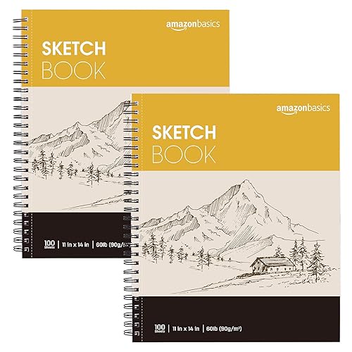 Tienda Basics Bloc de bocetos 11 x 14 pulgadas 60 libras  317ozm 100 hojas blanco paquete de 2