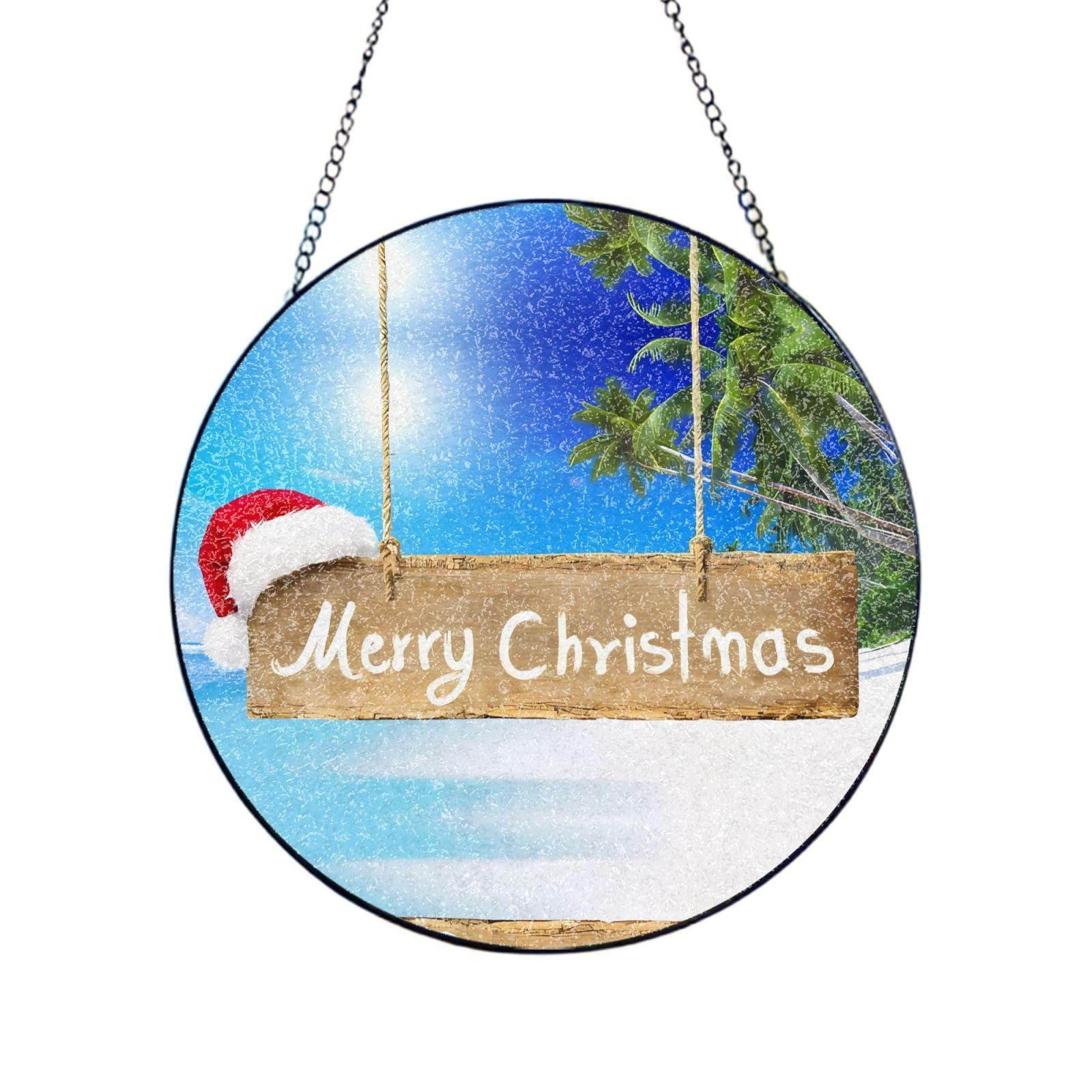 Poezjzw Stained Glass Window Hanging - Merry Christmas Sun Catcher For Door Garden Home Decor Christmas Mother'S Day Birthday Gifts 8in（20cm）