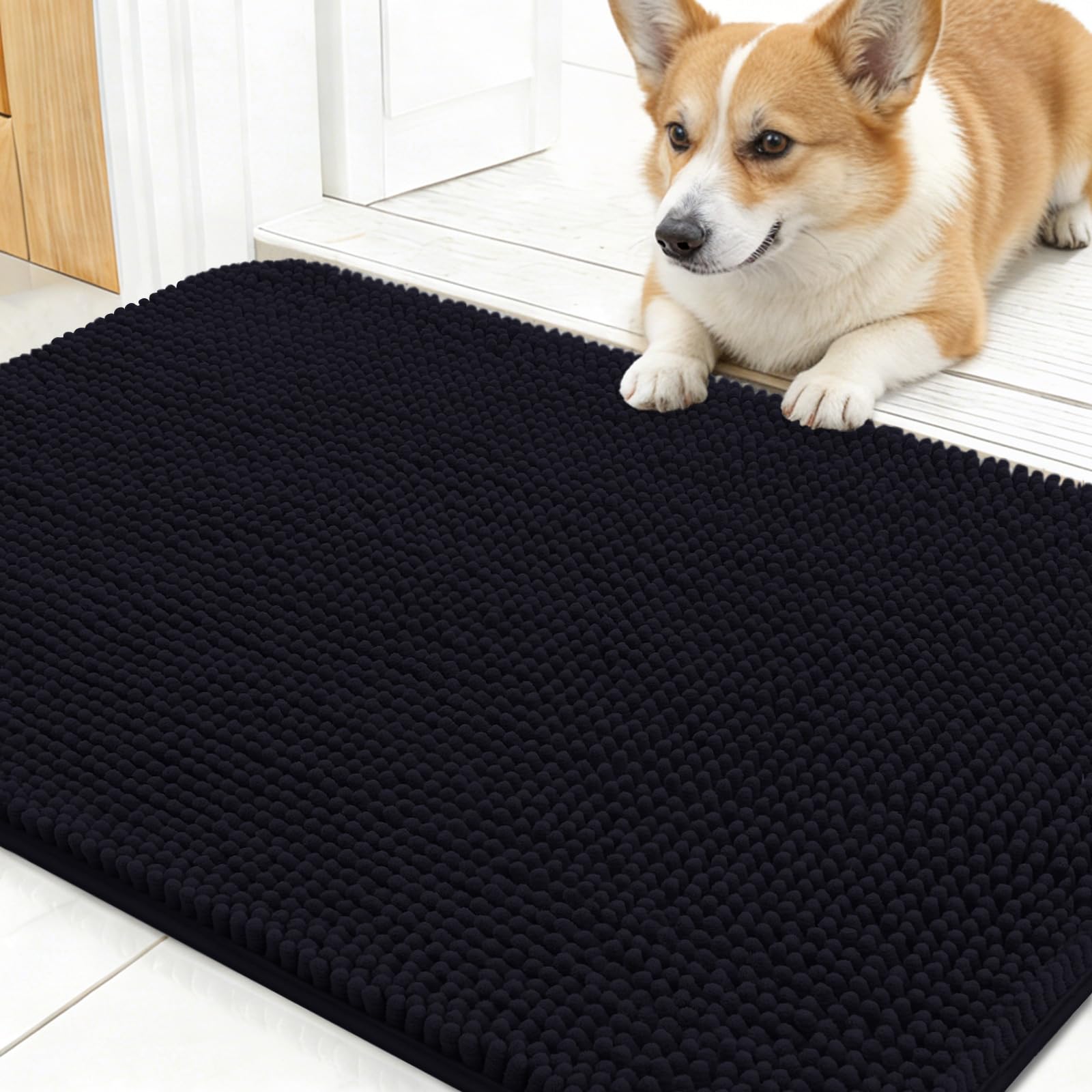 OLANLY Dog Door Mat for Muddy Paws 24x16, Super Absorbent Chenille Mud Mat โ image 1