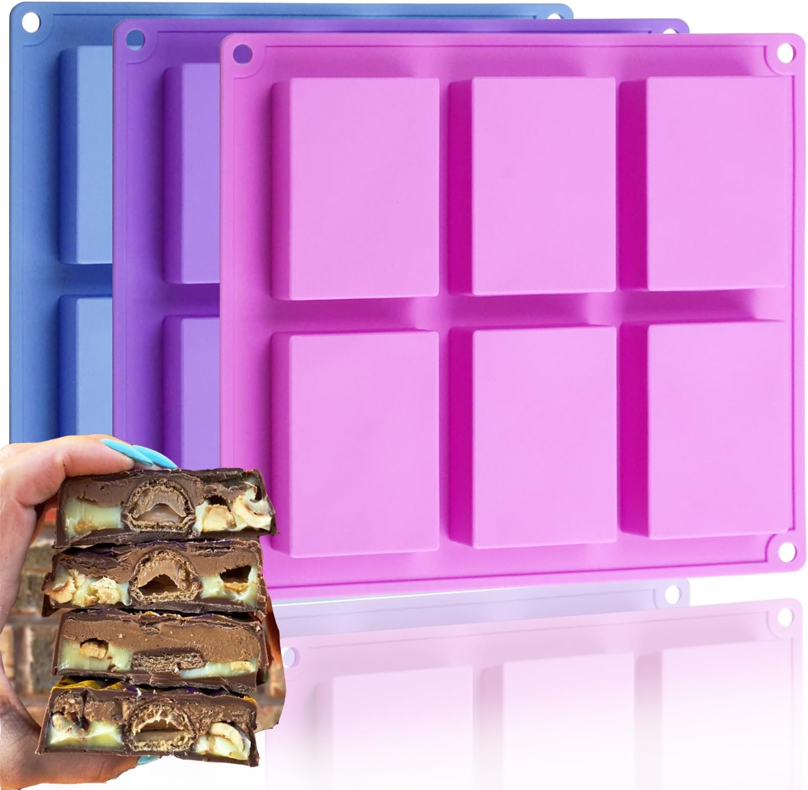 Amazon.com: Set of 3, 6 Cavities DIY Handmade Soap Moulds - Cake Pan ...