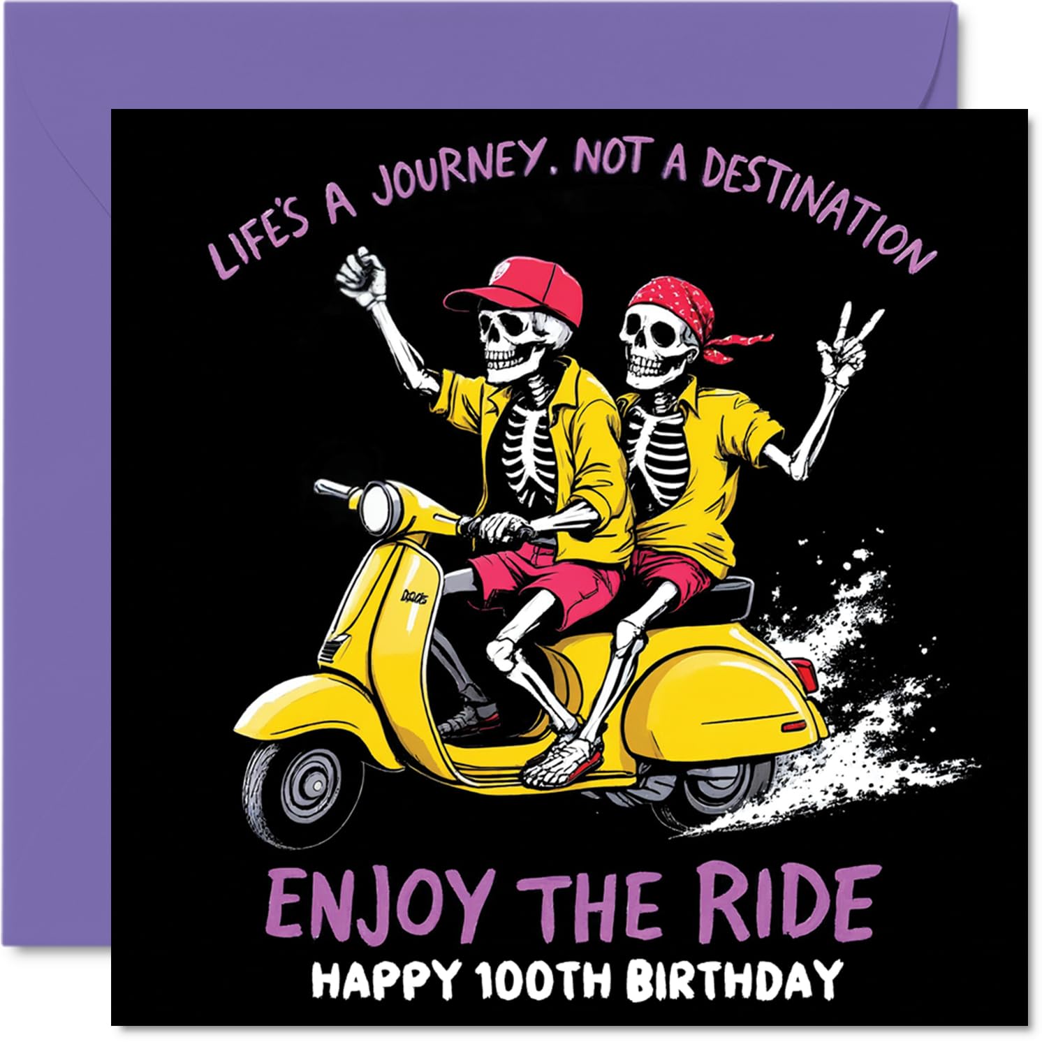 100th Birthday Cards for Men Women - Lifes a Journey Not A Destination - Happy Birthday Card for 100 Year Old Man Woman Uncle Wife Auntie Grandad, 145mm Bday Greeting Cards