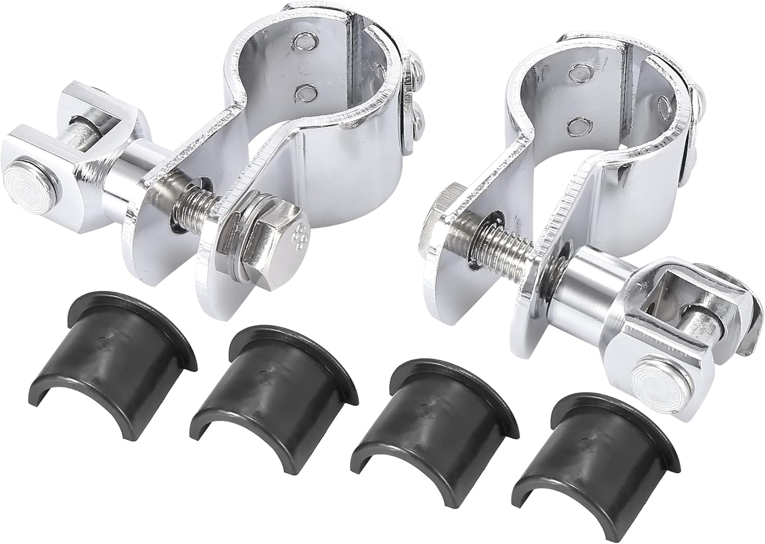 uxcell Chrome Motorcycle Footpegs 1" - 1 1/4" Highway Crash Bar Foot Peg Clamps Engine Guard Mounts Adapter for Harley Davidson