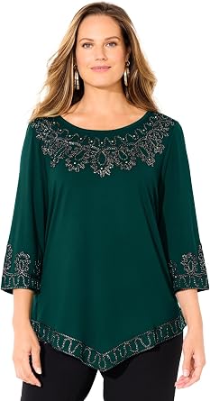 Catherines Pointed Hem Embroidered Top