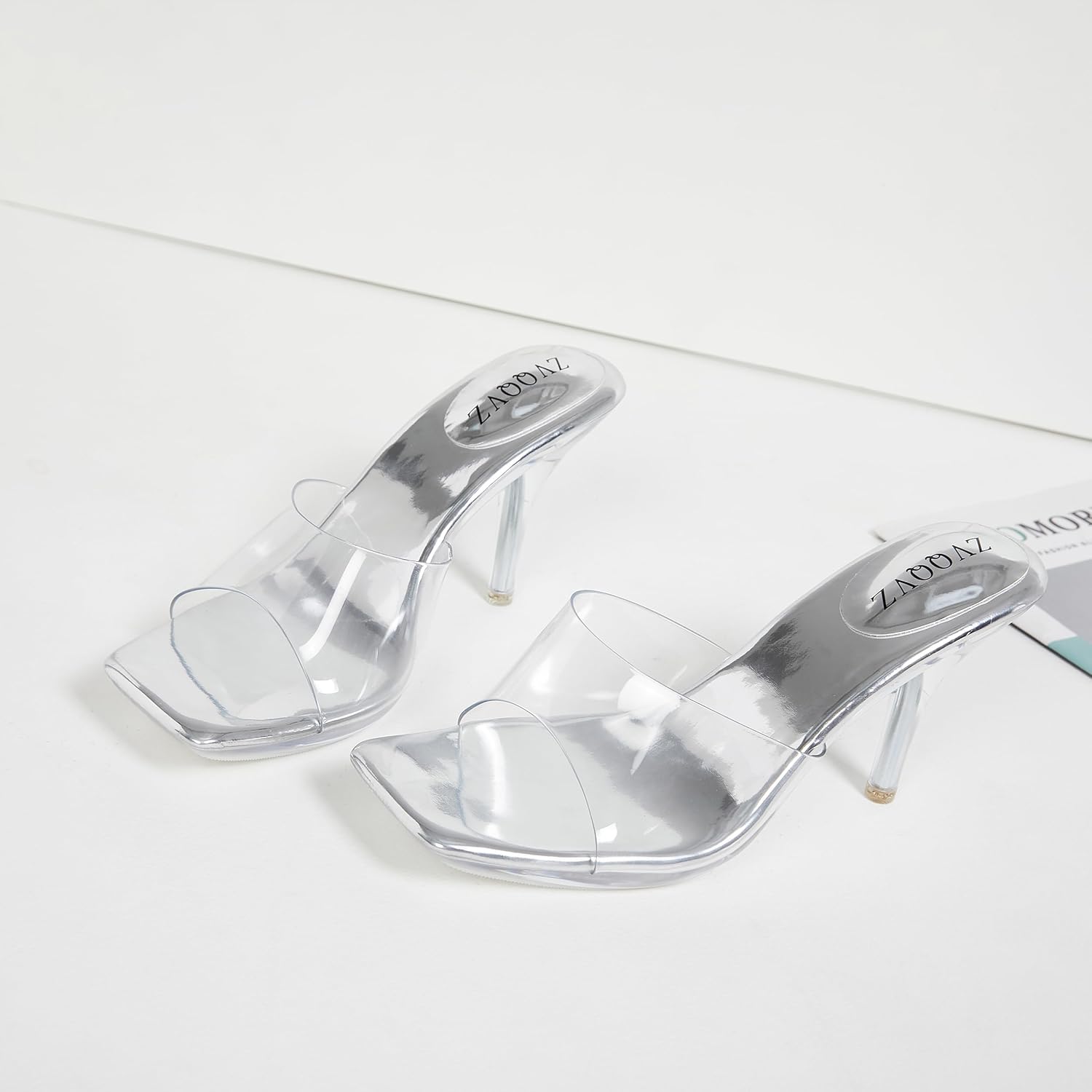 Clear Heels for Women Sexy High Heels Sandals Platform Stiletto Kitten Square Toe Comfortable Shoes Transparent Strap Mule - Image 8