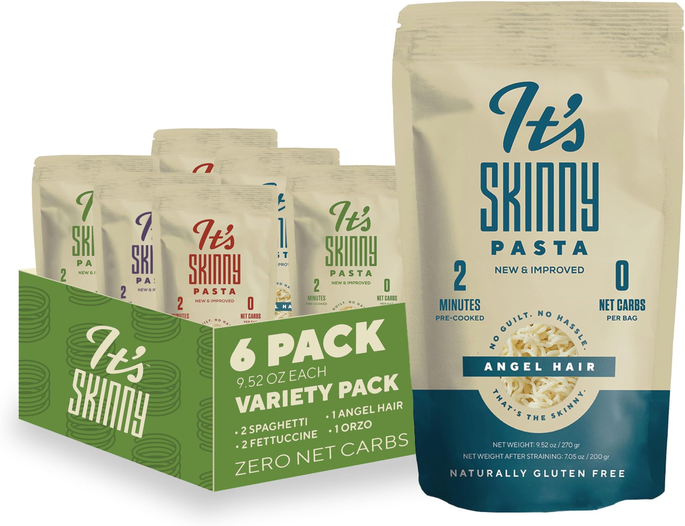 It's Skinny Shirataki Konjac Low Carb Keto Pasta Variety Pack, 6 Pack