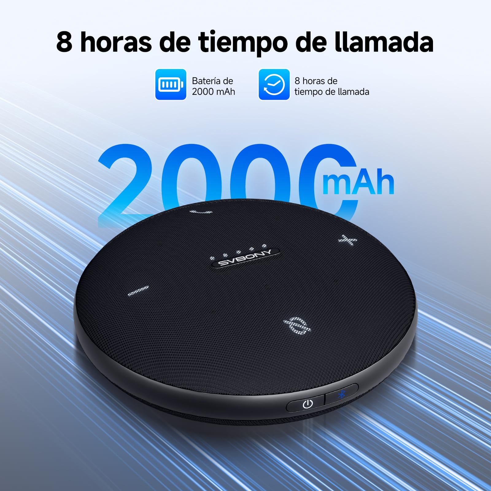 SVBONY Svhub Omni2 Altavoz y Micrófono para Conferencias, Altavoz Portátil, 4 Micrófonos con Cancelación de Ruido, Grabación de Voz Mejorada, 8Hde Duración de Llamada, para Salas de Reuniones Pequeñas