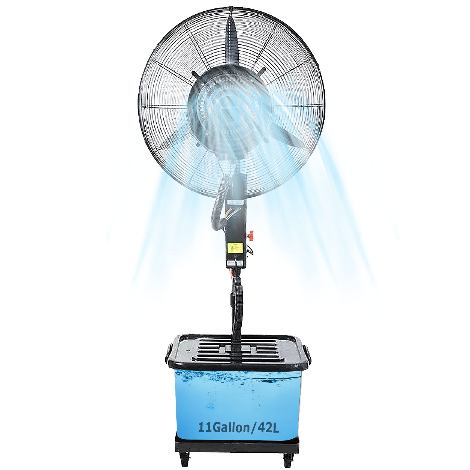 asdchZen Pedestal Oscillating Fan With Mist, 90°Oscillation, Adjustable Height, 3 Speeds Standing Floor Fan For Industrial Commercial Use,81cm/31.9in