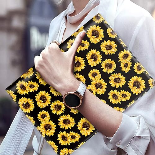 Vista 4 de WAVEYU Funda tipo cartera para mujer, bonita carpeta de cubierta de padfolio, organizador de documentos legales para Girasol