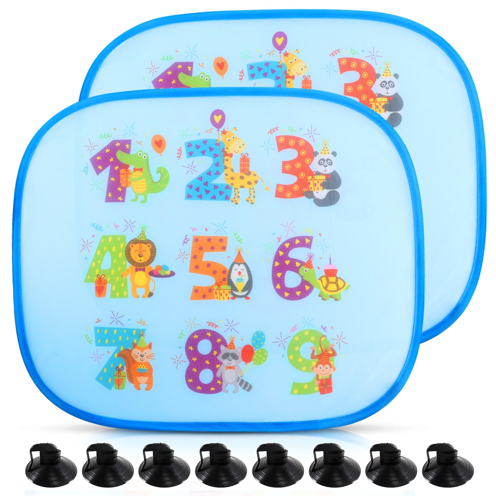 2 Piezas Parasol Coche Bebe Lateral,Parasol Coche Infantil,44x35cm Parasol de Coche con Protección UV,Autoadhesivo,con 8 Ventosas,para Proteger del Sol a bebés y Mascotas