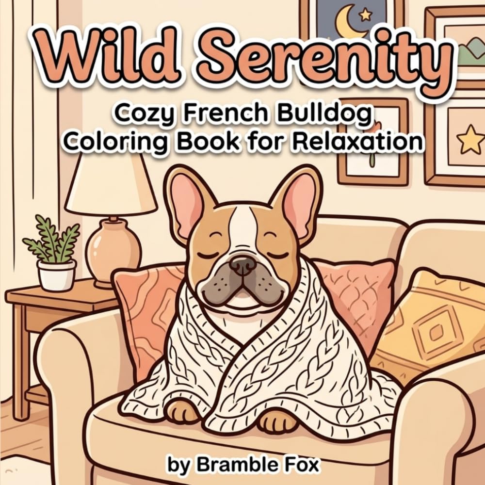 Wild Serenity: A Cozy French Bulldog Coloring Book for Adults Featuring Cute Frenchies, Relaxing Home Scenes, and Stress Relief Designs for Mindfulness