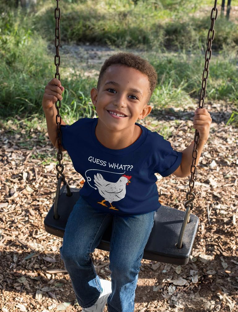 Tstars Funny Shirt - Gift for Toddler & Youth - Chicken Guess What? Dinosaur Tee and Monster Tractor Shirt for Kids