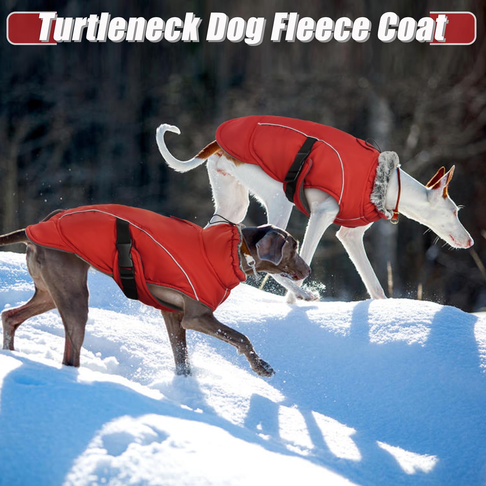 DENTRUN Dog Winter Vest, Dog Coat for Cold Weather, Dog Fleece Coat, Dog Waterproof Coat, Dog Jacket with Harness Hole, Dog Winter Clothes(Red,XL) - Image 3