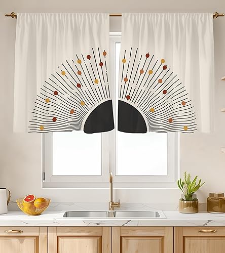 Miniatura 48 de Cortinas de Cocina (2 Piezas) Sobre el Fregadero para Ventana de Baño Café Sótano Cortinas para Cocina Granja Cortina Corta Mini Flor Abeja Verano