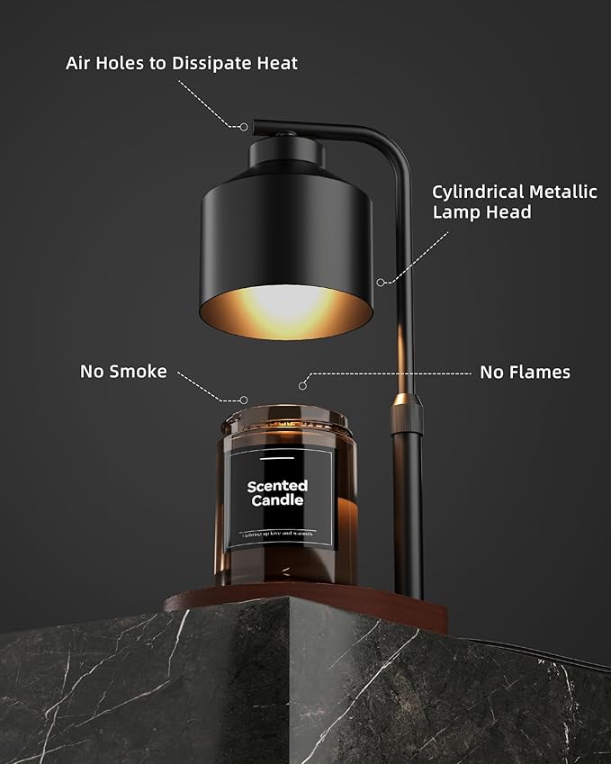 Lámpara Calentadora de Velas con Temporizador y Dimer para Yankee Candles, Negro miniatura 2