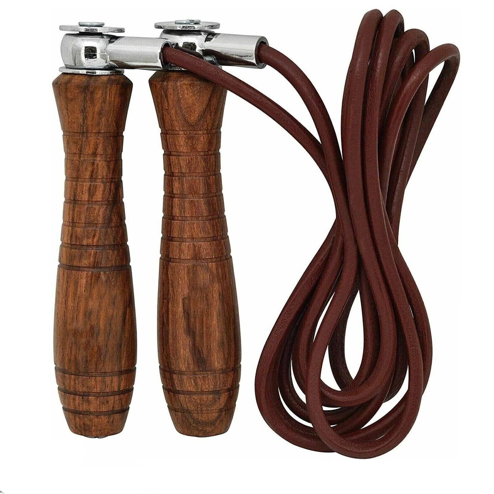 2er set Springseil aus Echtleder mit Ergonomischen Holzgriffen & Kugellager – Einstellbare Länge, Profi Speed Rope für Boxen, Fitness, Crossfit, MMA, Ausdauer- & Heimtraining