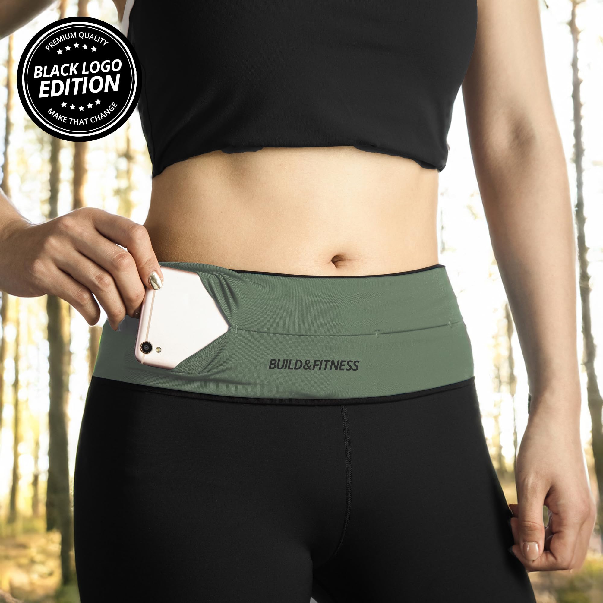 Cintura da corsa Build & Fitness con cerniera, portachiavi, porta telefono, marsupio unisex