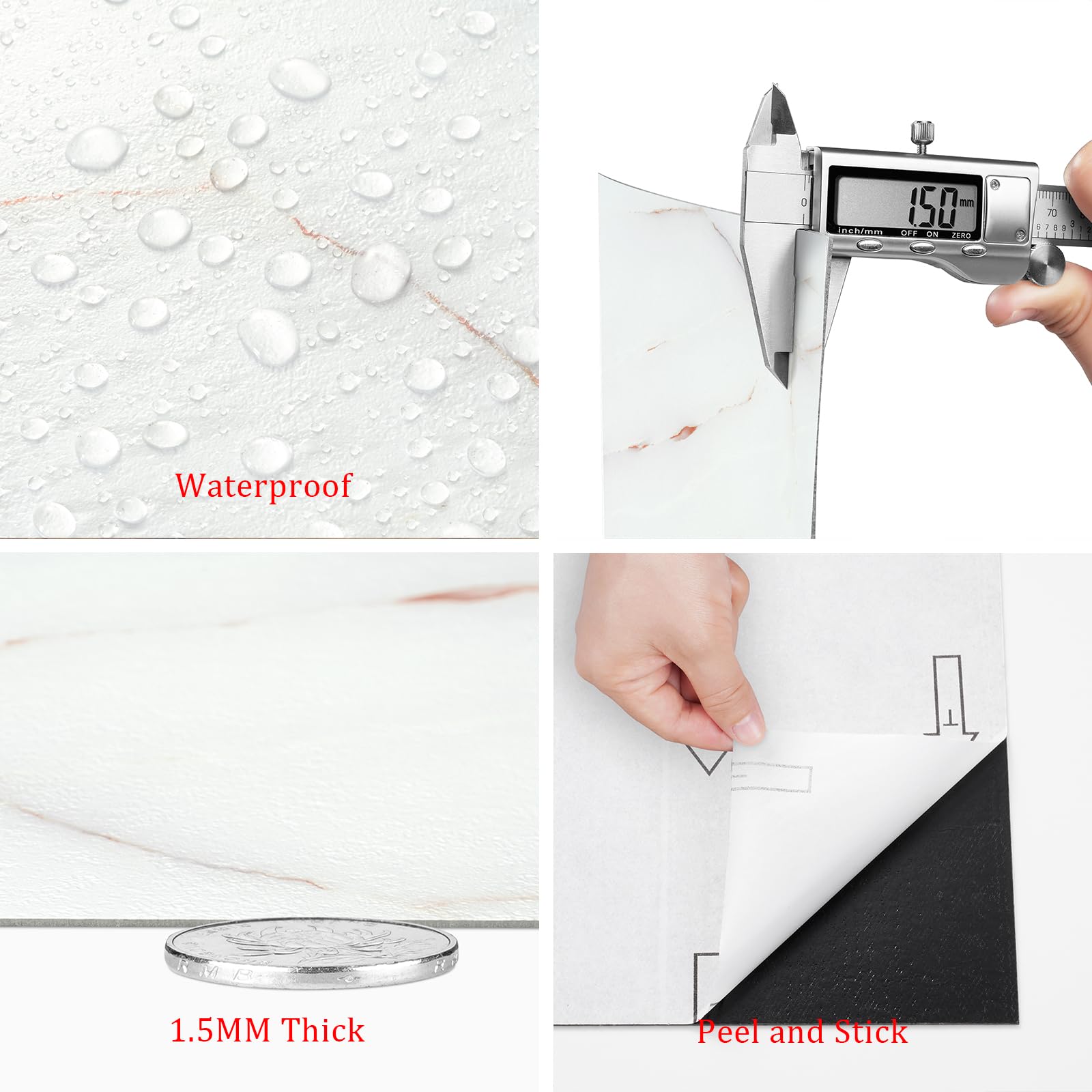 Livelynine Pavimento PVC Adesivo Marmo Bianco e Oro PVC Adesivo Pavimento Bagno Pavimenti Adesive Bagno Impermeabile 30x30 Piastrelle Adesive Pavimenti Cucina Camera da Letto Chiaro, 16 Piastrelle