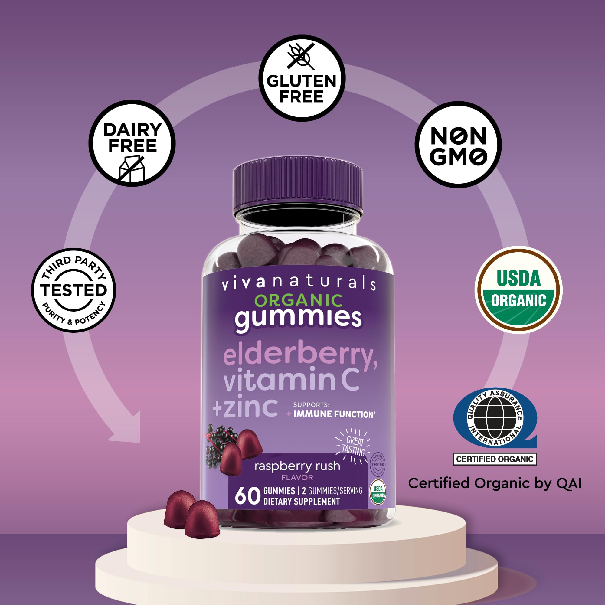 Viva Naturals Sambucus Elderberry Gummies for Adults with Vitamin C & Zinc — Amazon image 7