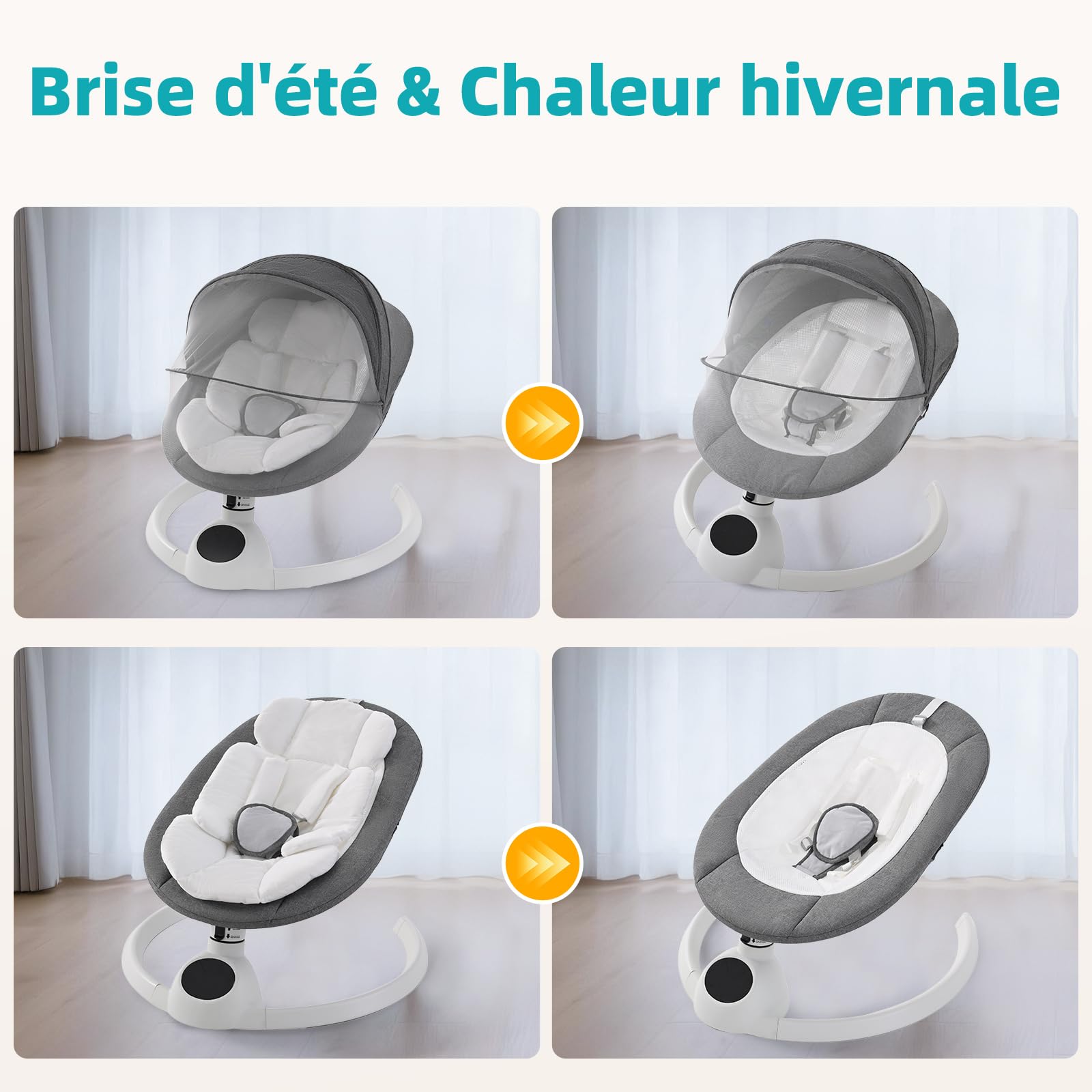 Balancelle Bébé Électrique jusqu'à 9 kg, Pliable Bluetooth, 5 Vitesses, Minuterie 3 Niveaux, Télécommande