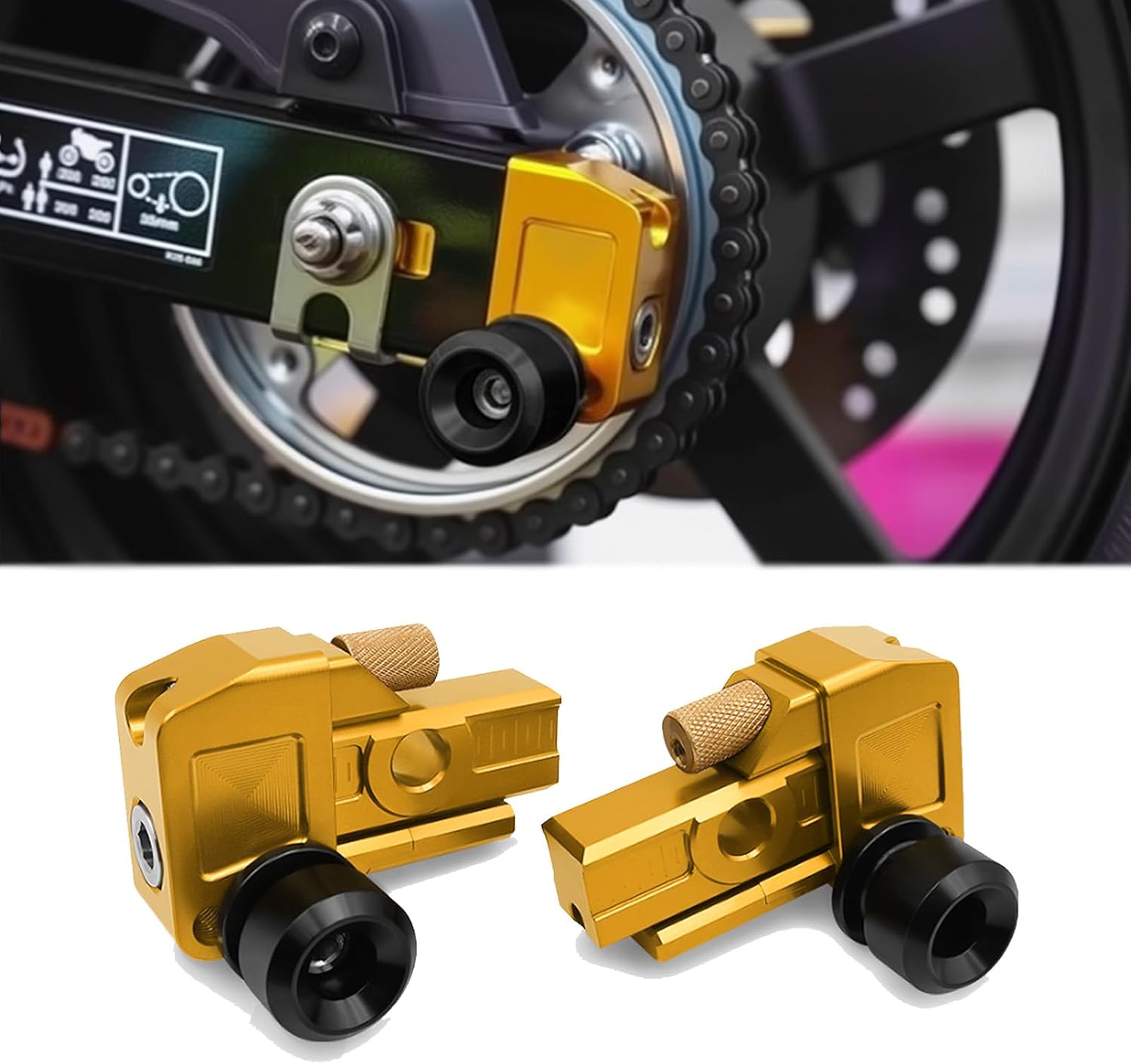 for 2025 DAX125 GROM125 MS125SF Modified CNC Chain Adjuster with Thread Spool.2022-2025 dax125 grom125 ms125sf (Golden)