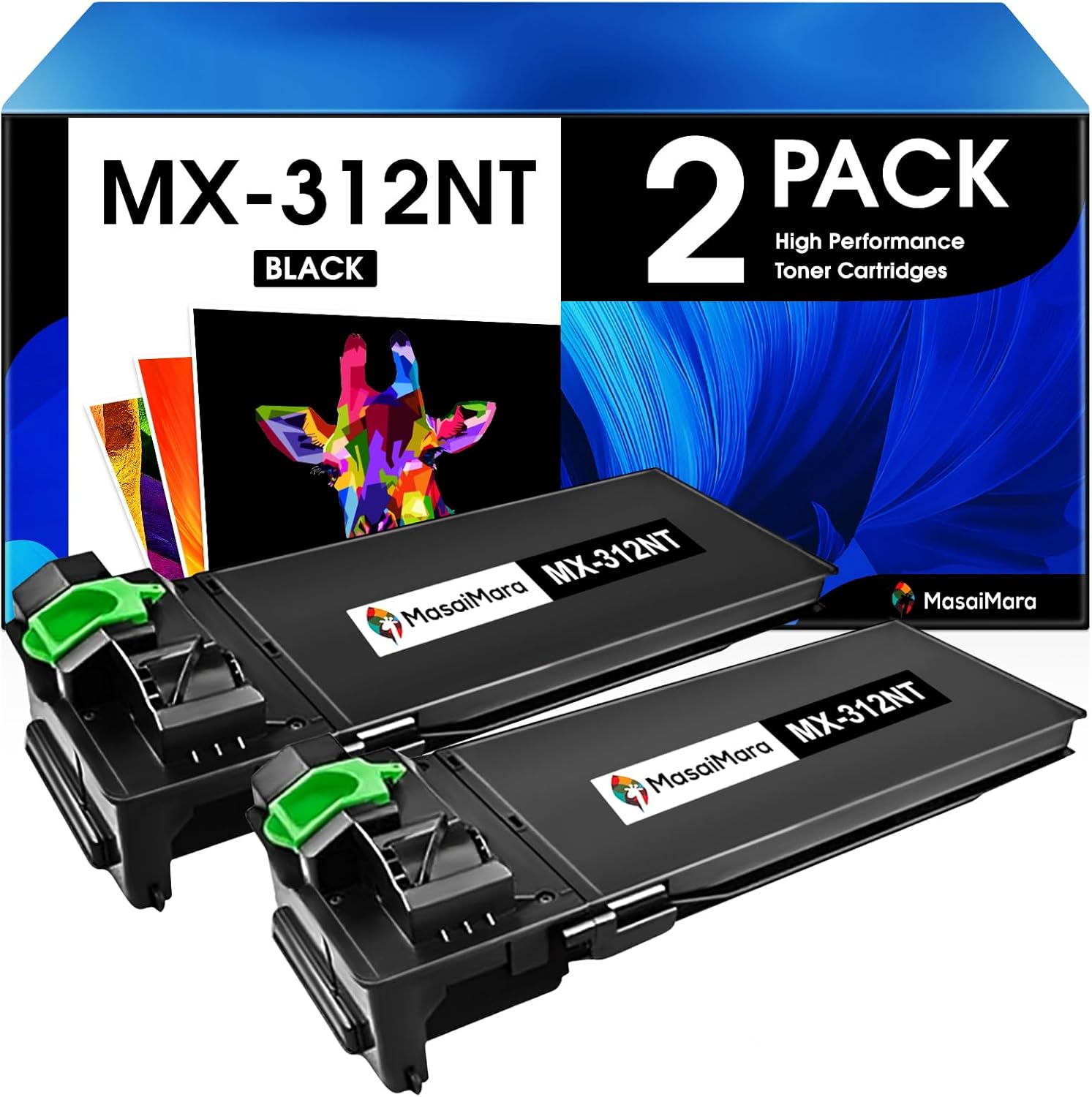 MasaiMara (25,000 Pages High Capacity Compatible Toner Cartridges Replacement for Sharp MX-312NT MX 312NT MX312NT for Sharp MX-M260 MX-M264N MX-M310 MX-M314N MX-M354N Printer (Black, 2-Pack)