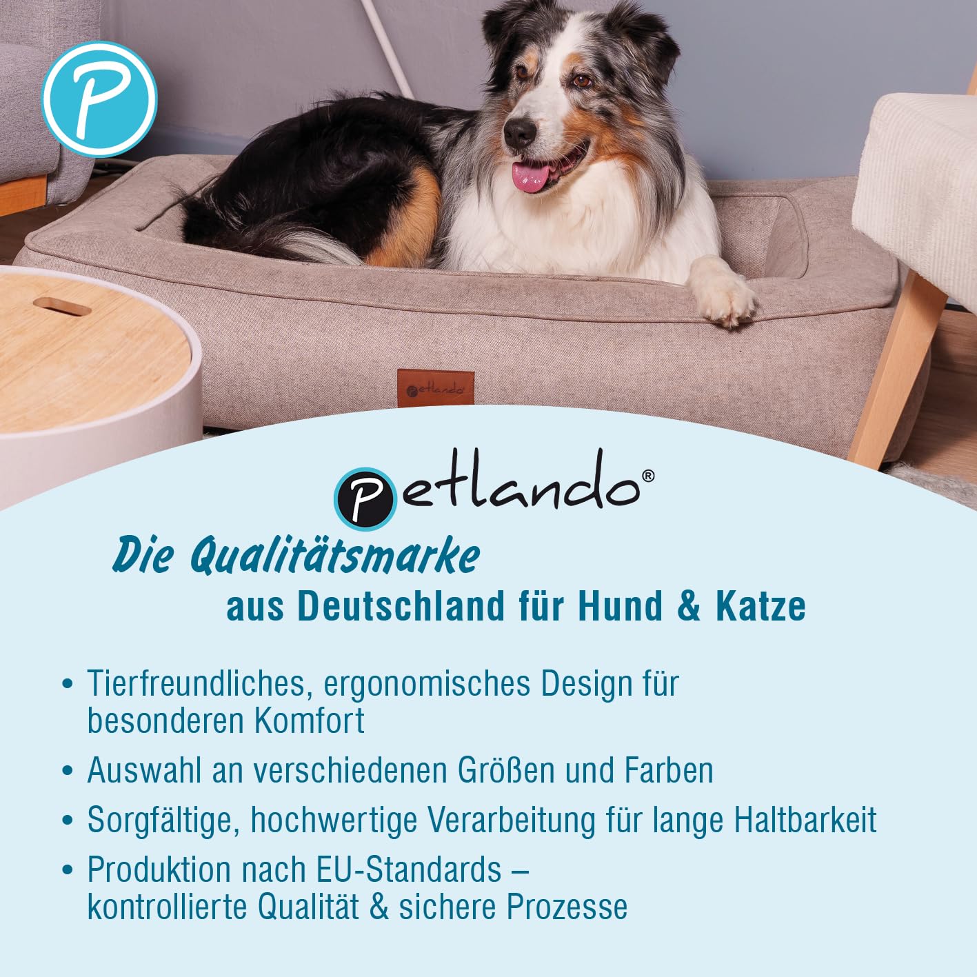 Petlando orthopädisches Hundebett Lima Ortho, ergonomische Liegefläche, waschbar 60°C, rutschfest, XL Tabacco, Hundematte beige, Hundekissen für große Hunde L 120 x B 85 x H 17 cm