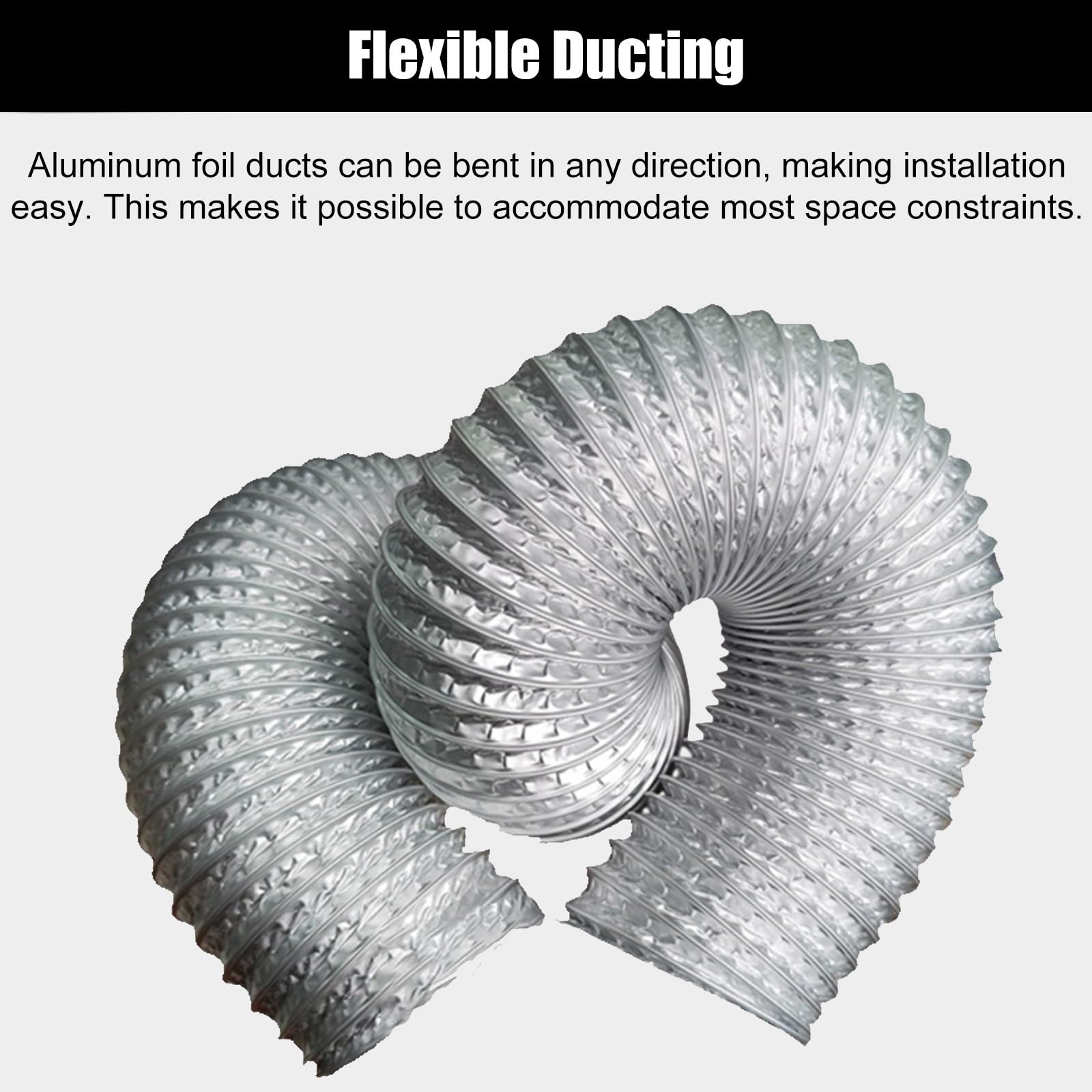 Tubo flexible de ventilación flexible de 32 pies para equipos AV, habitaciones, armarios y ático, manguera de conducto portátil con abrazaderas, 17 3/4 pulgadas de diámetro