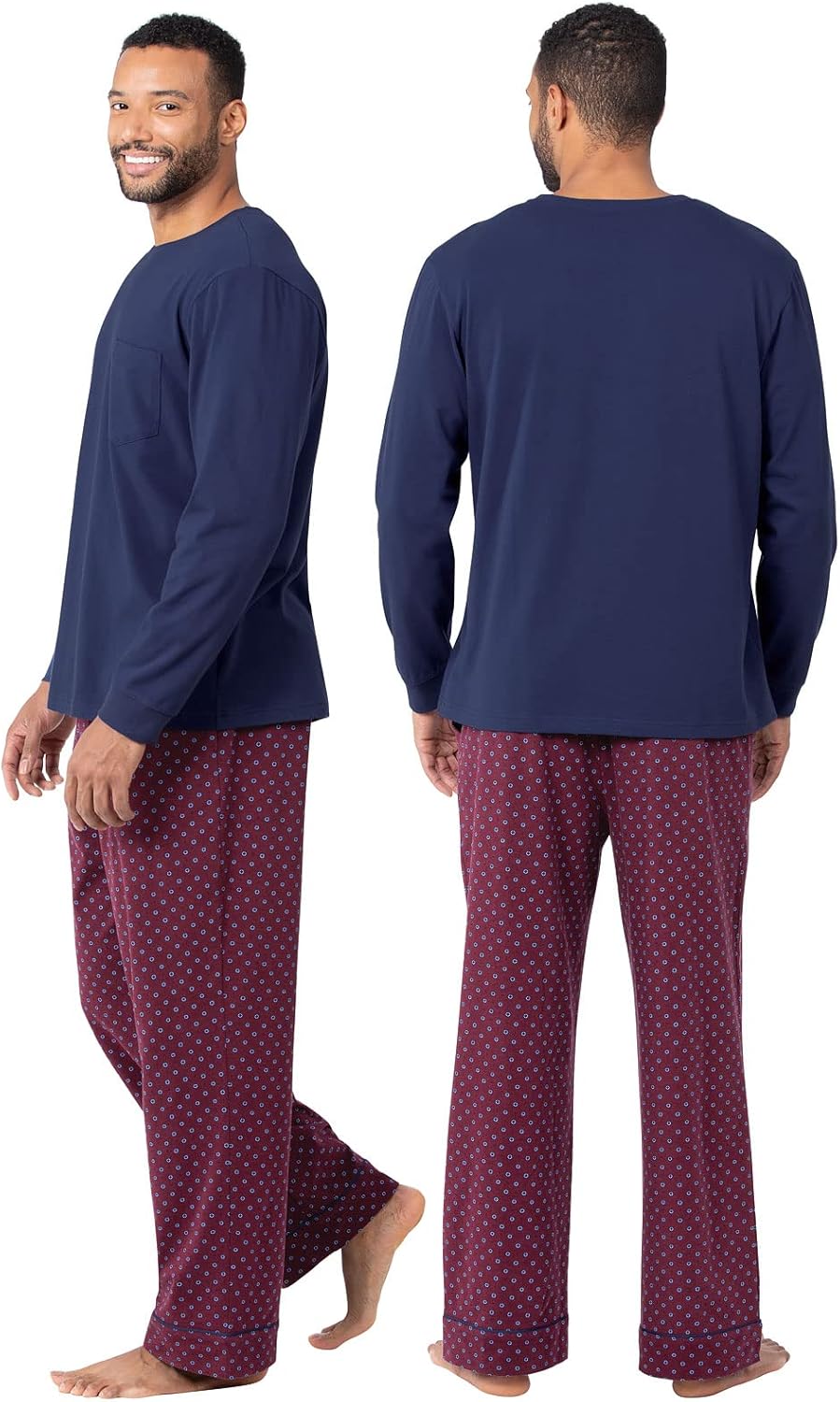 PajamaGram Men Pajamas Sets - Cozy 100% Cotton Pajamas for Men, Knit Long Sleeve Pajama Set for Men, Pijamas Para Hombres