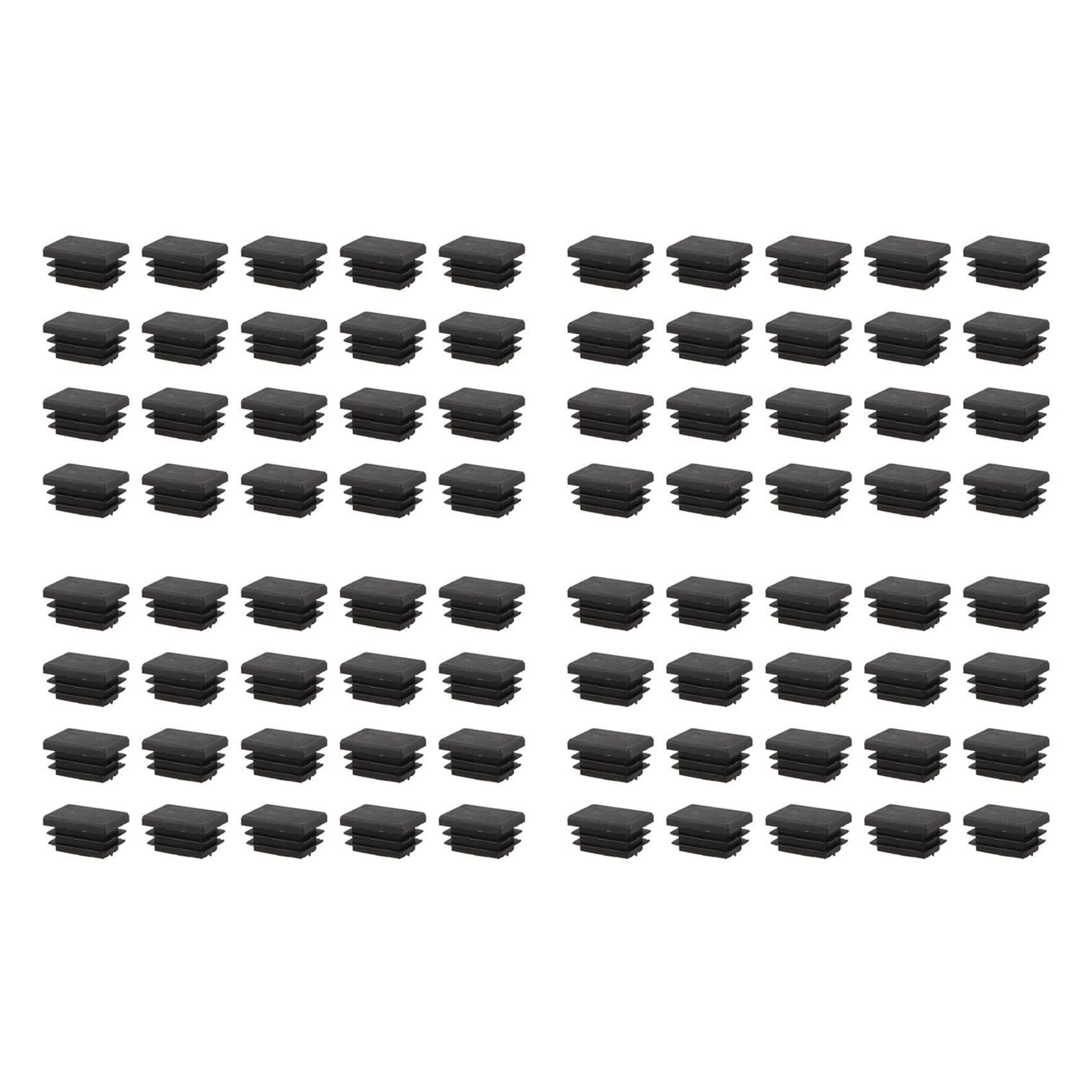 Hndhbfgrt 80 Pcs Plastic Rectangular End Cap 30mm X 20mm Threaded Pipe Tube Insert Rubber Feet