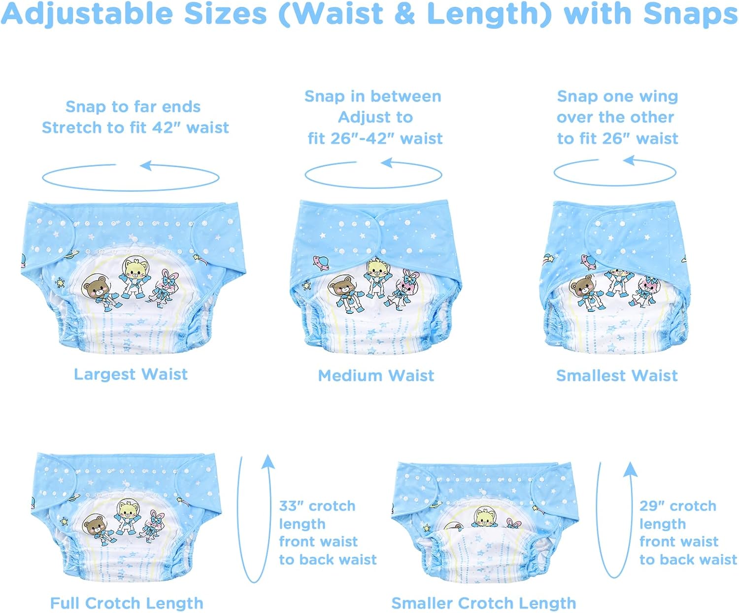 Littleforbig Washable Adjustable Reusable Waterproof Cloth Adult Diaper Wrap Cover One Size - Astro Babies - Image 7