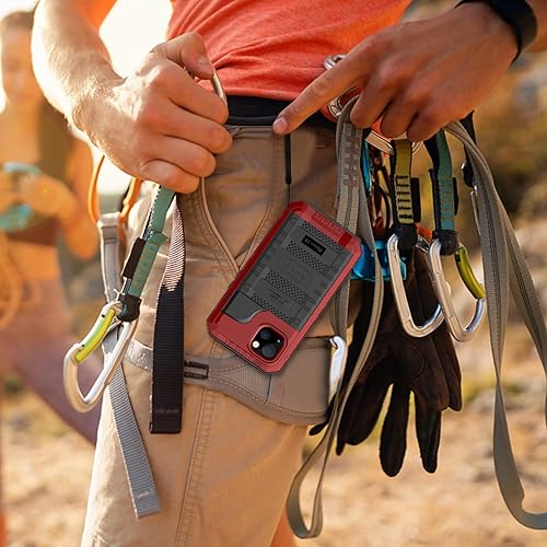 Miniatura 14 de Beasyjoy Funda impermeable para iPhone 13, funda de metal con protector de pantalla integrado, resistente protección de cuerpo completo, grado
